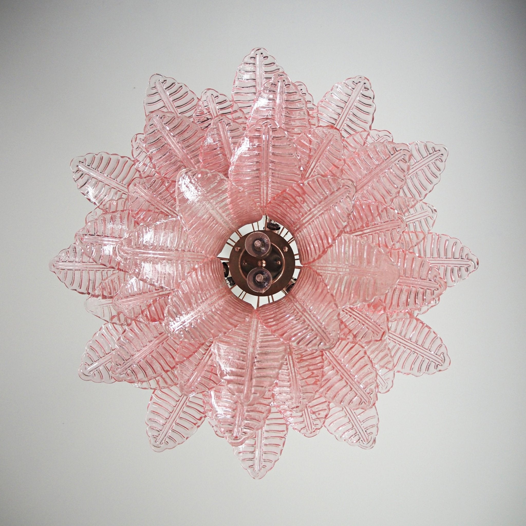 Pink Glass Leaf Chandelier