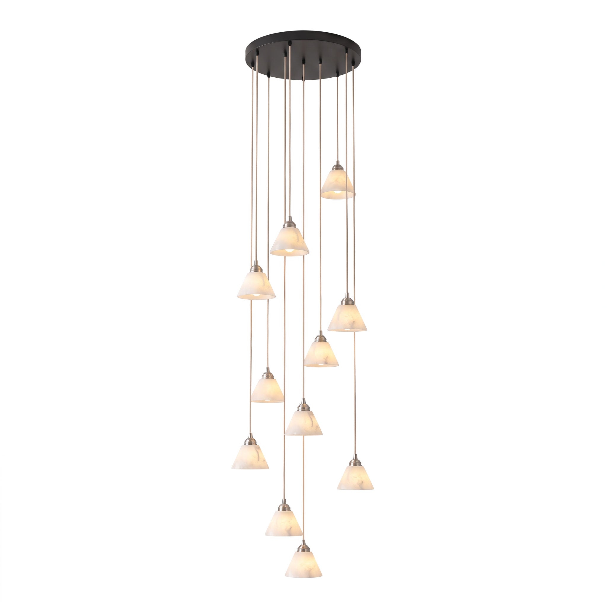 Conical Alabaster Brass Pendant Lamp