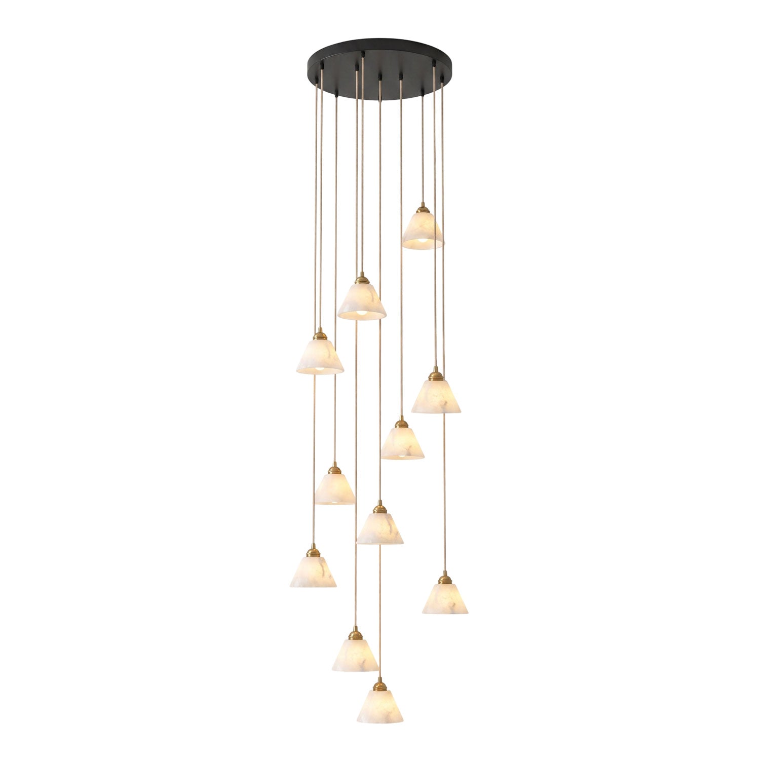Conical Alabaster Brass Pendant Lamp