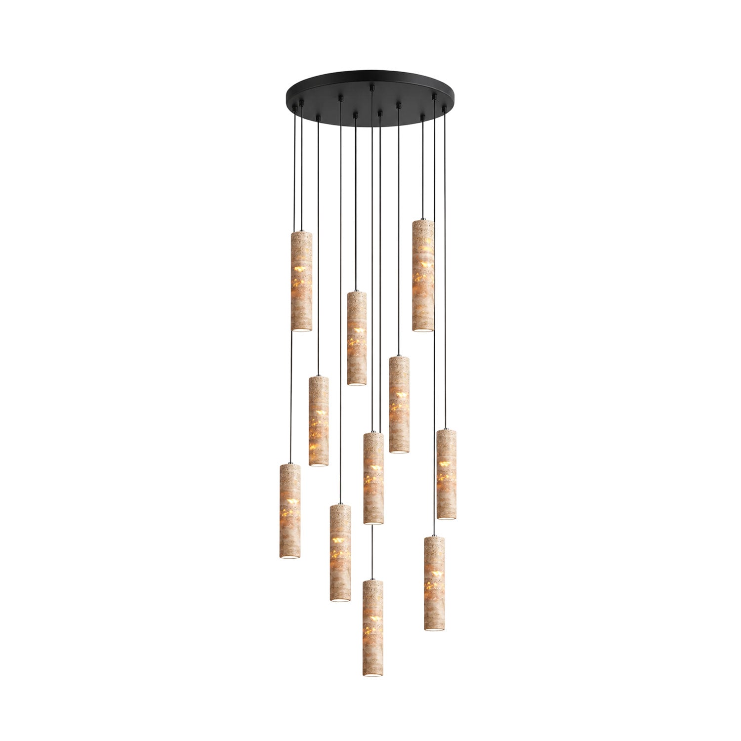 Cylindrical Travertine Pendant Light