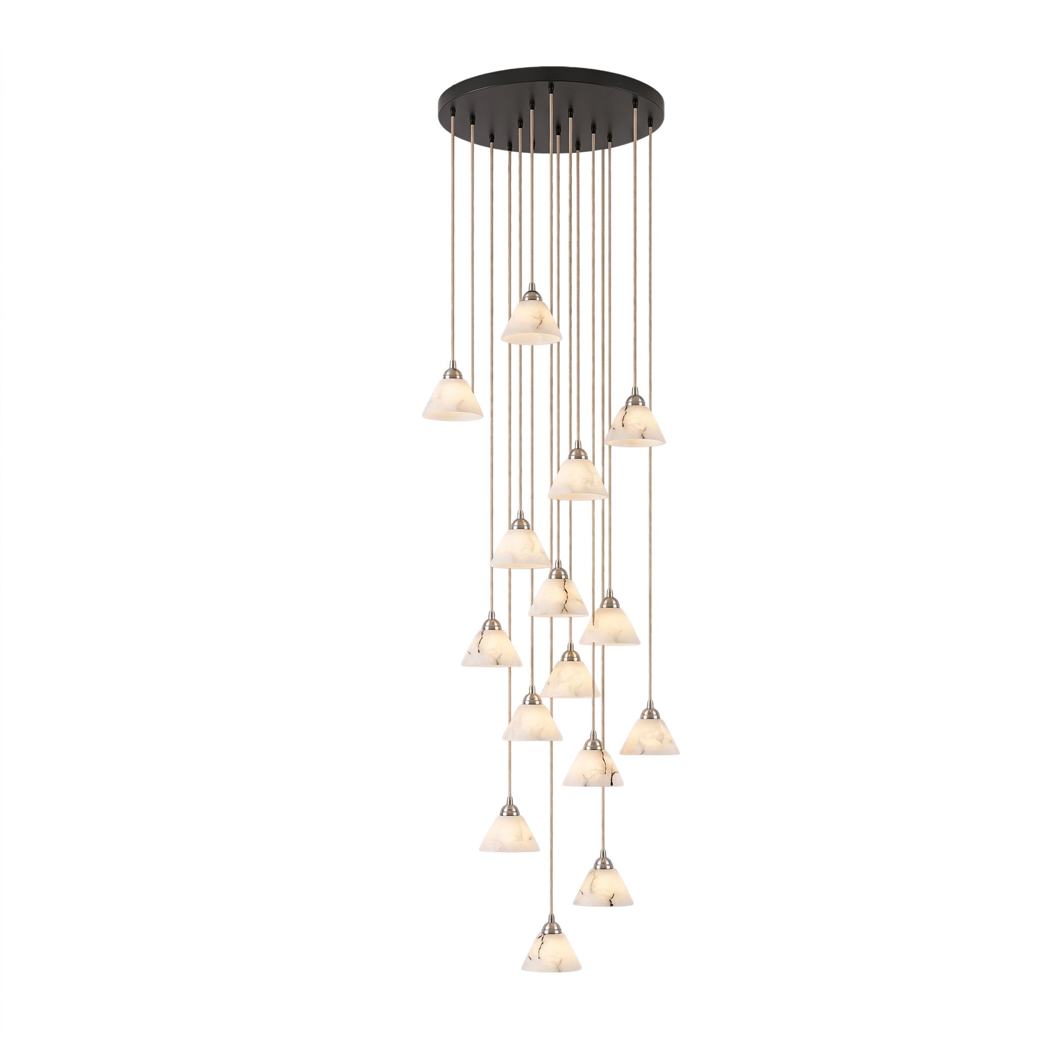 Conical Alabaster Brass Pendant Lamp
