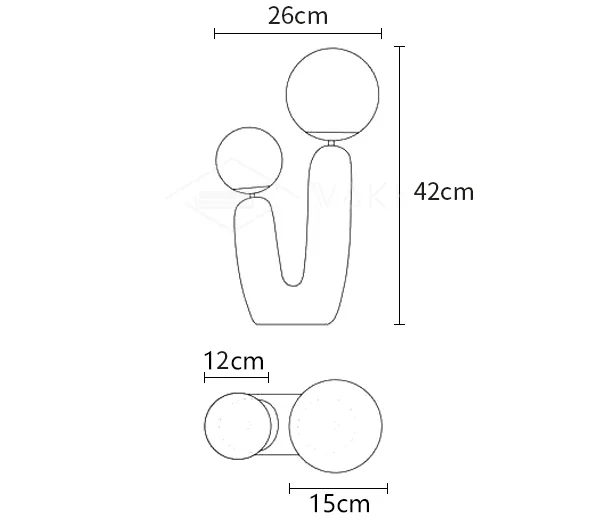 Oo Rough Table Lamp — size diagram