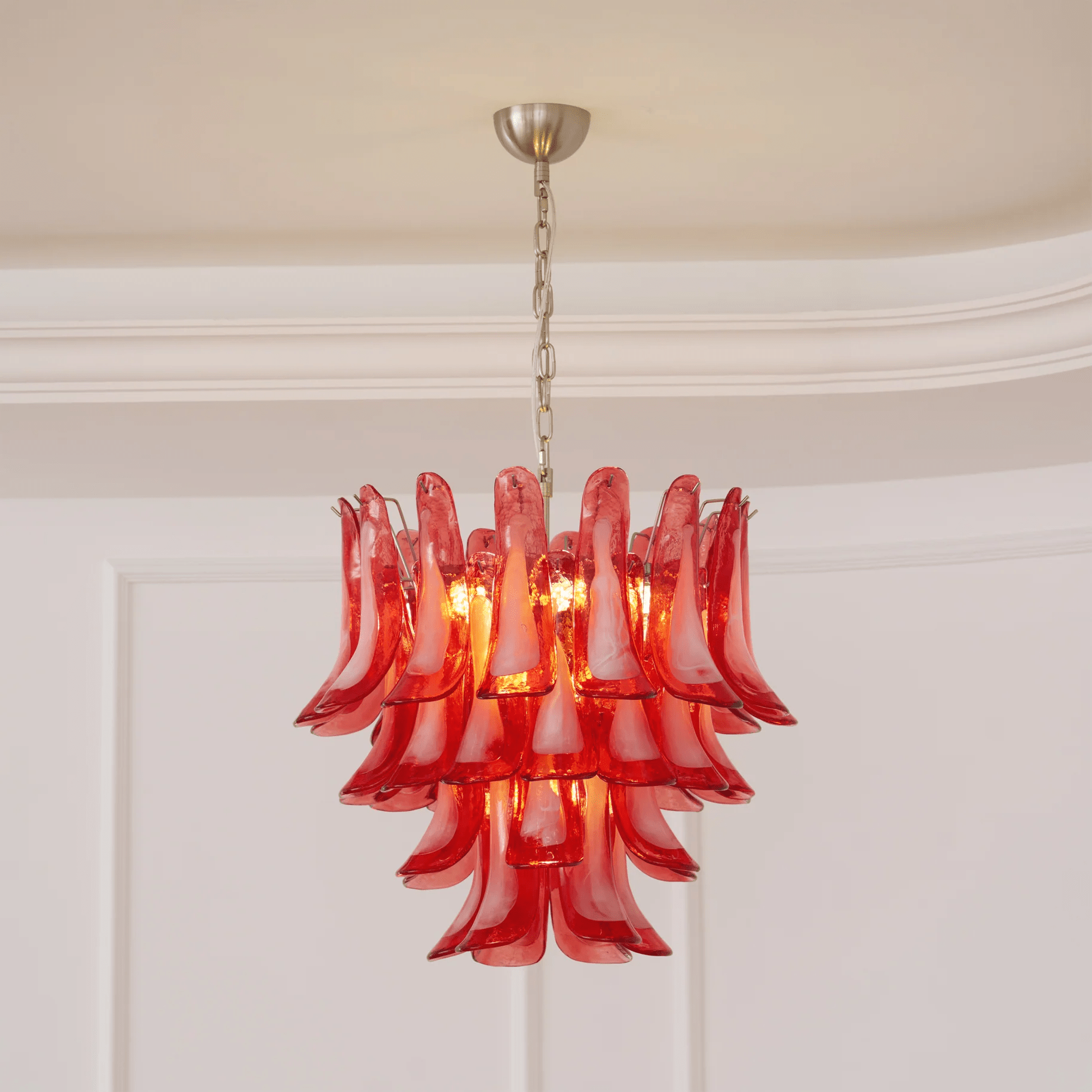 Crimson Glass Petals Chandelier