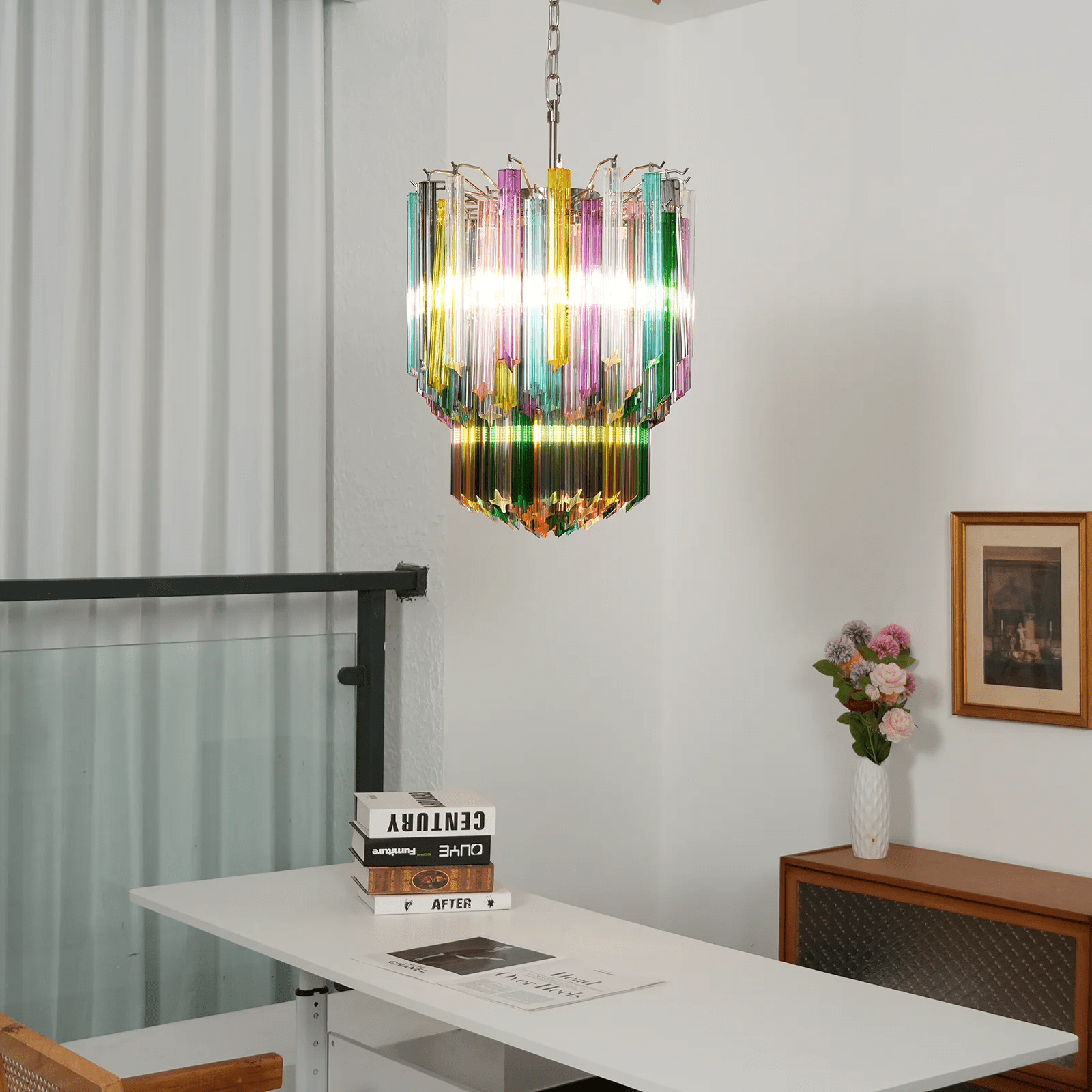 Prismatic Glass Colorful Chandelier