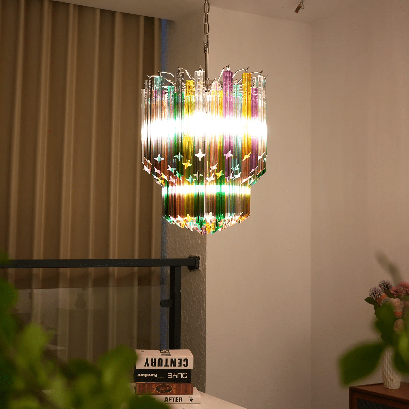 Prismatic Glass Colorful Chandelier