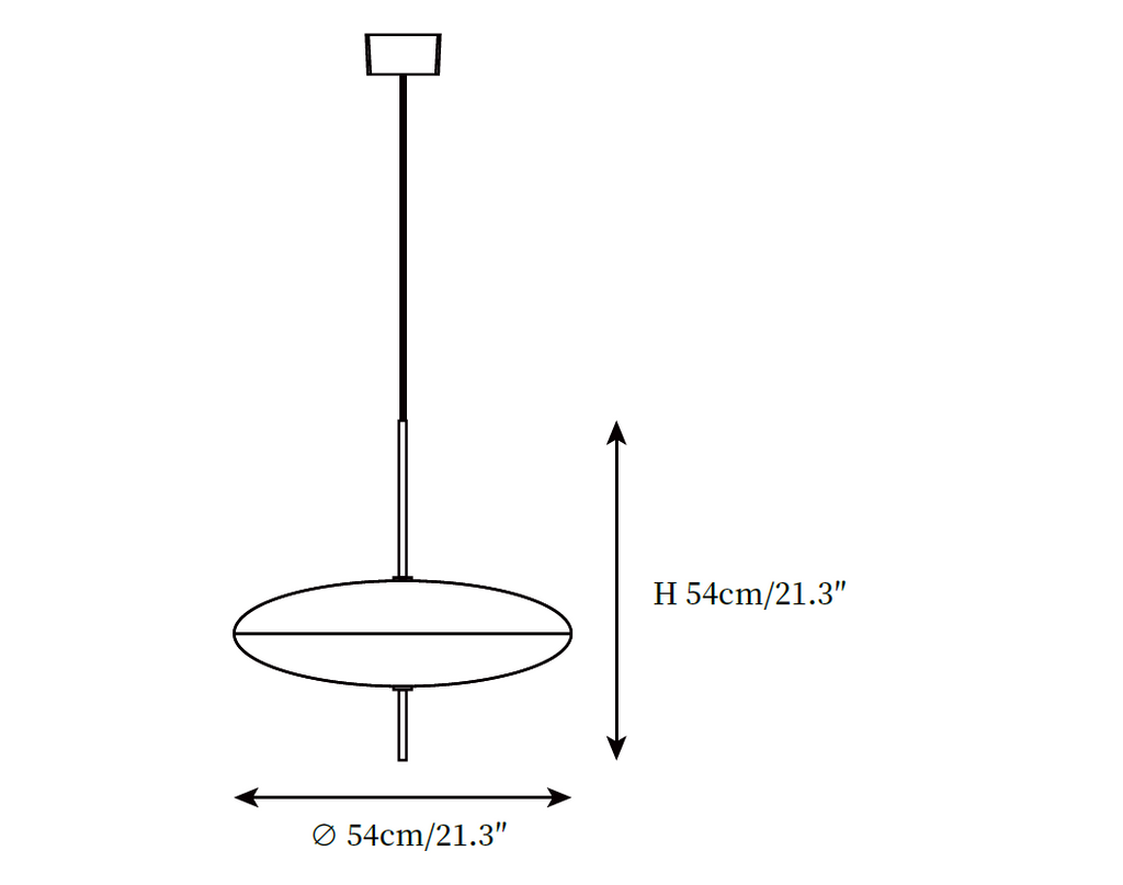 Opal Disc Suspension Lamp — size reference