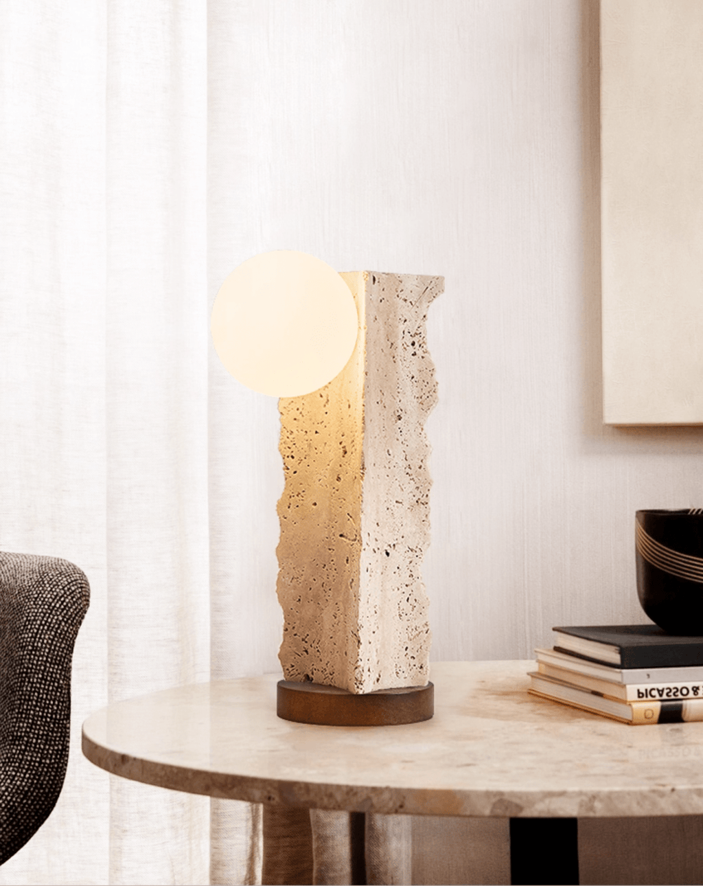 Terra Travertine Orb Table Lamp