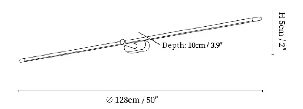 Minimalist Linear Rechargeable Wall Lamp — size diagram, 10 cm depth