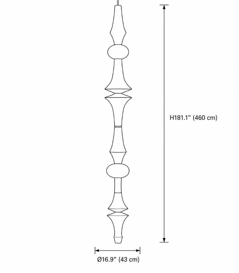 Washi Paper E Pendant — 16.9 x 181.1 ultra-tall size reference