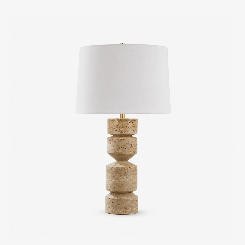 Geometric Travertine Table Lamp