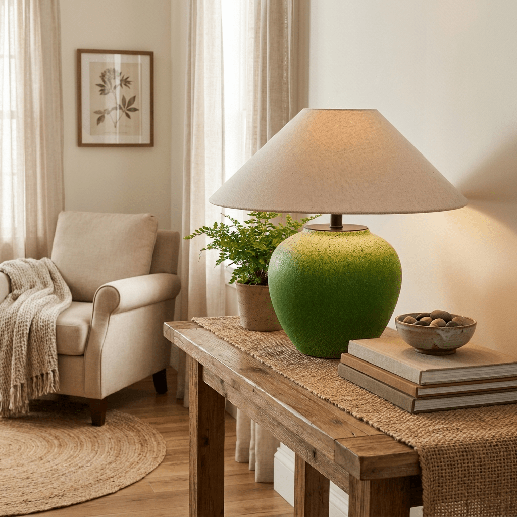 Prasina Green Ceramic Table Lamp
