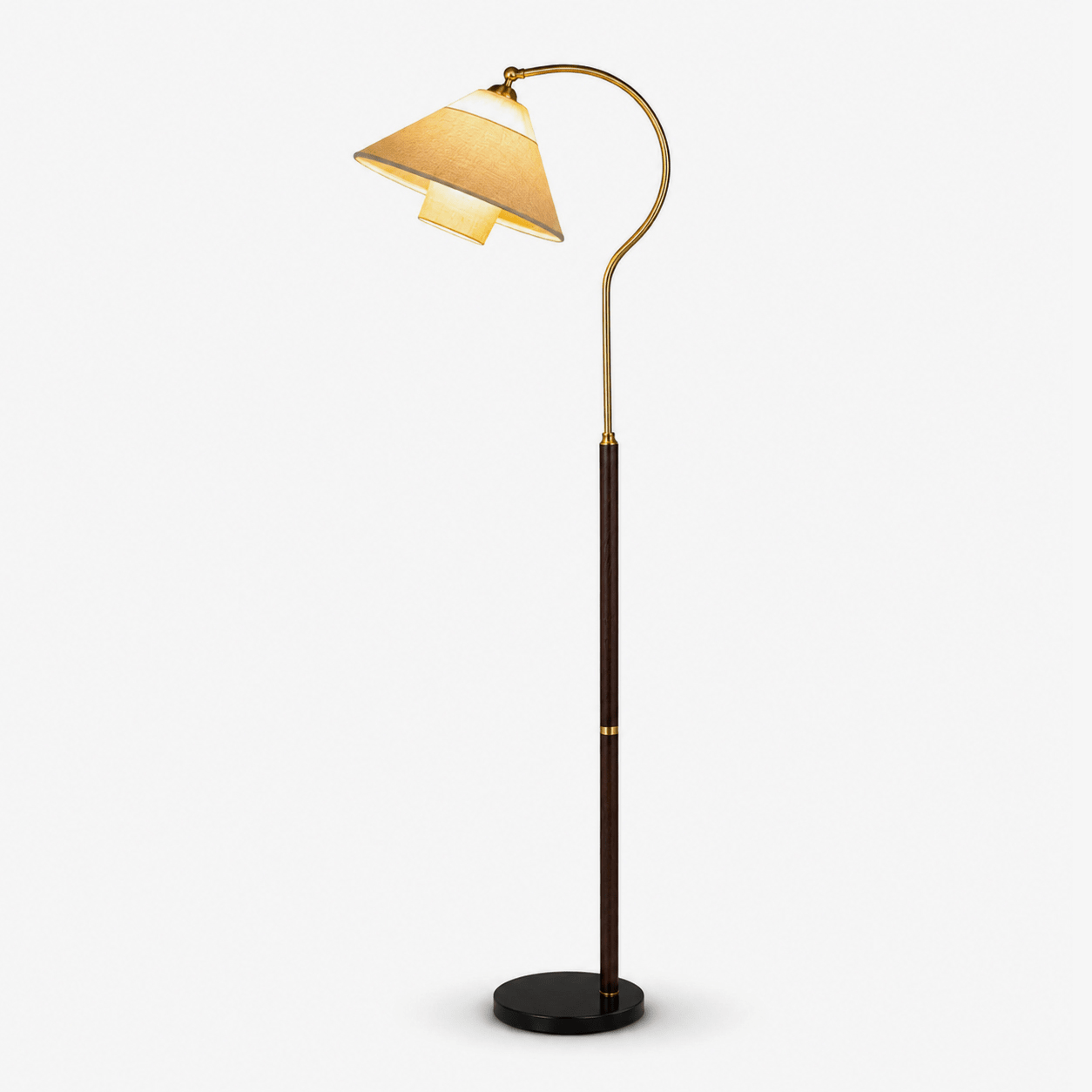 Walnut Gooseneck Floor Lamp