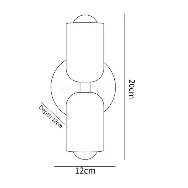 Couleur Double Wall Lamp — size diagram, 20cm x 12cm, depth 12cm