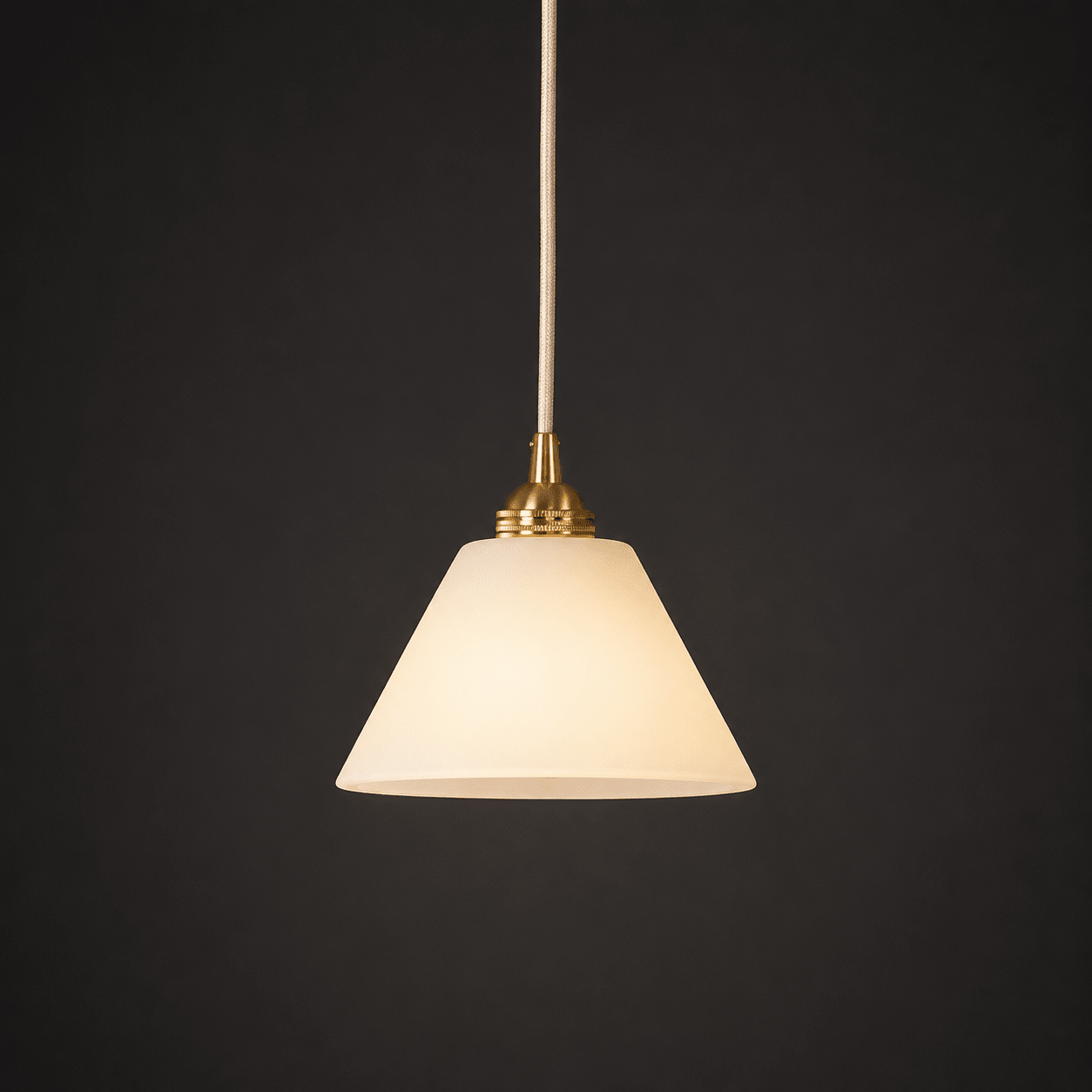 Conical Alabaster Brass Pendant Lamp