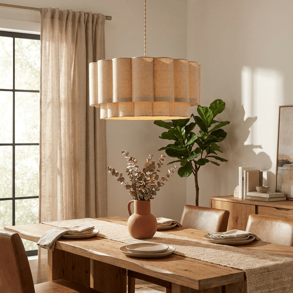 Fabric Petal Cylinder Pendant Lamp