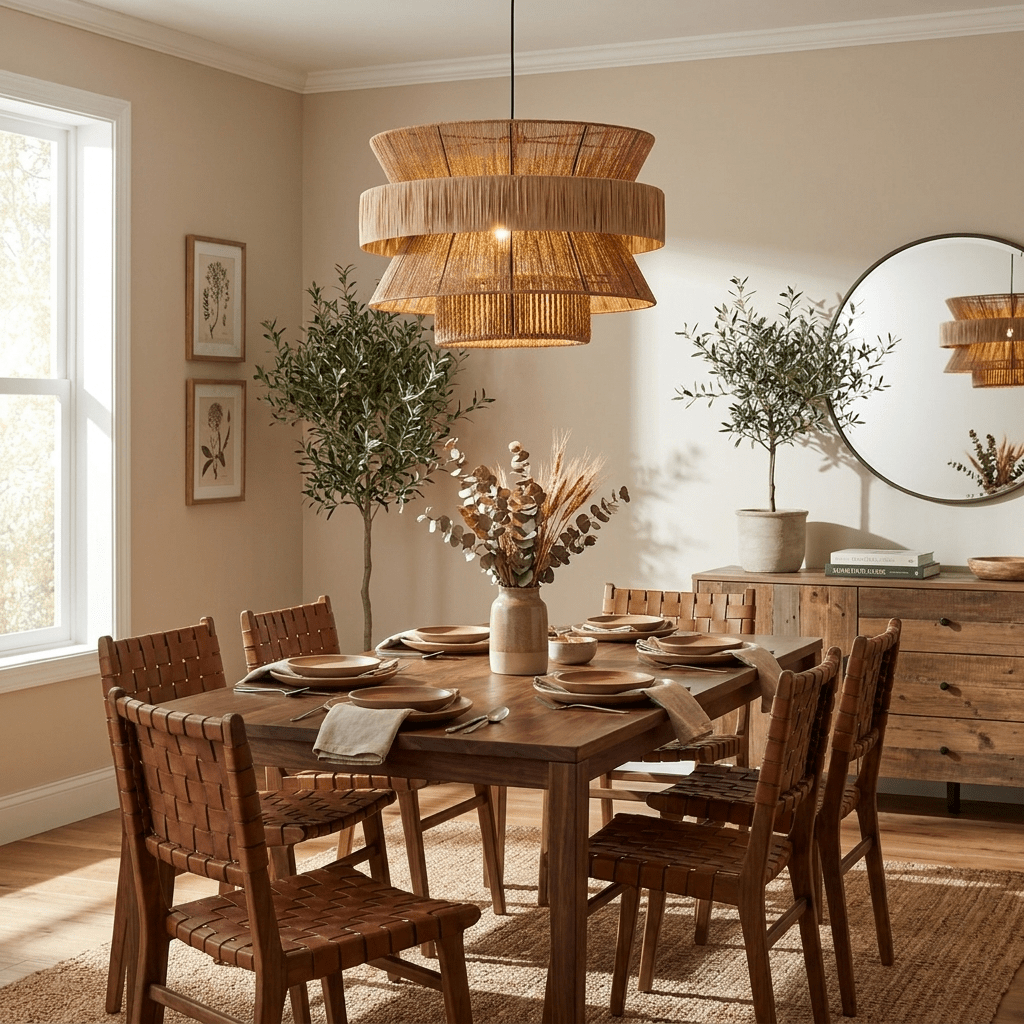 Raffia Jute Stacked Pendant Lamp