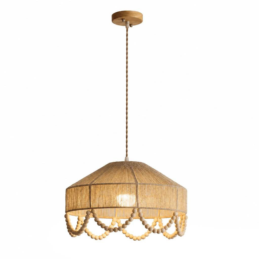 Sora Hemp Rope Wood Pendant Light