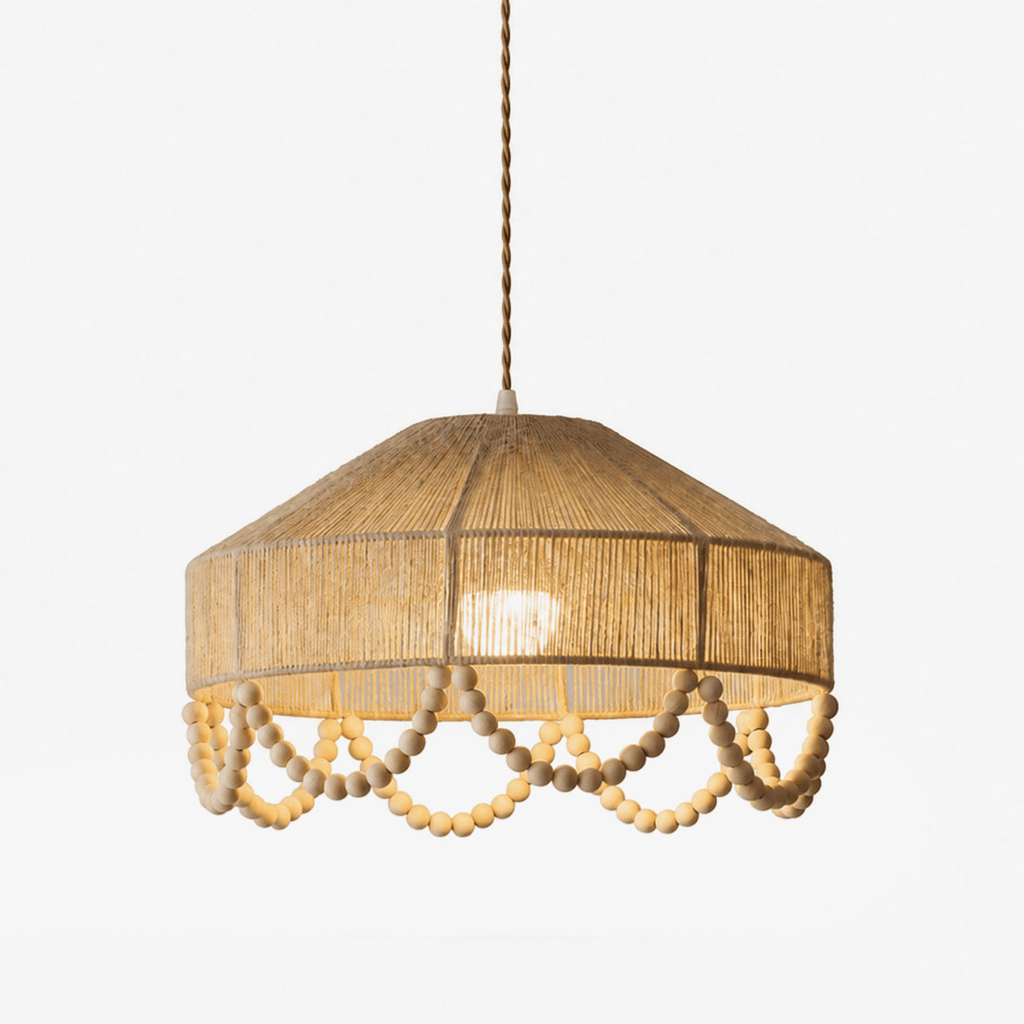 Sora Hemp Rope Wood Pendant Light