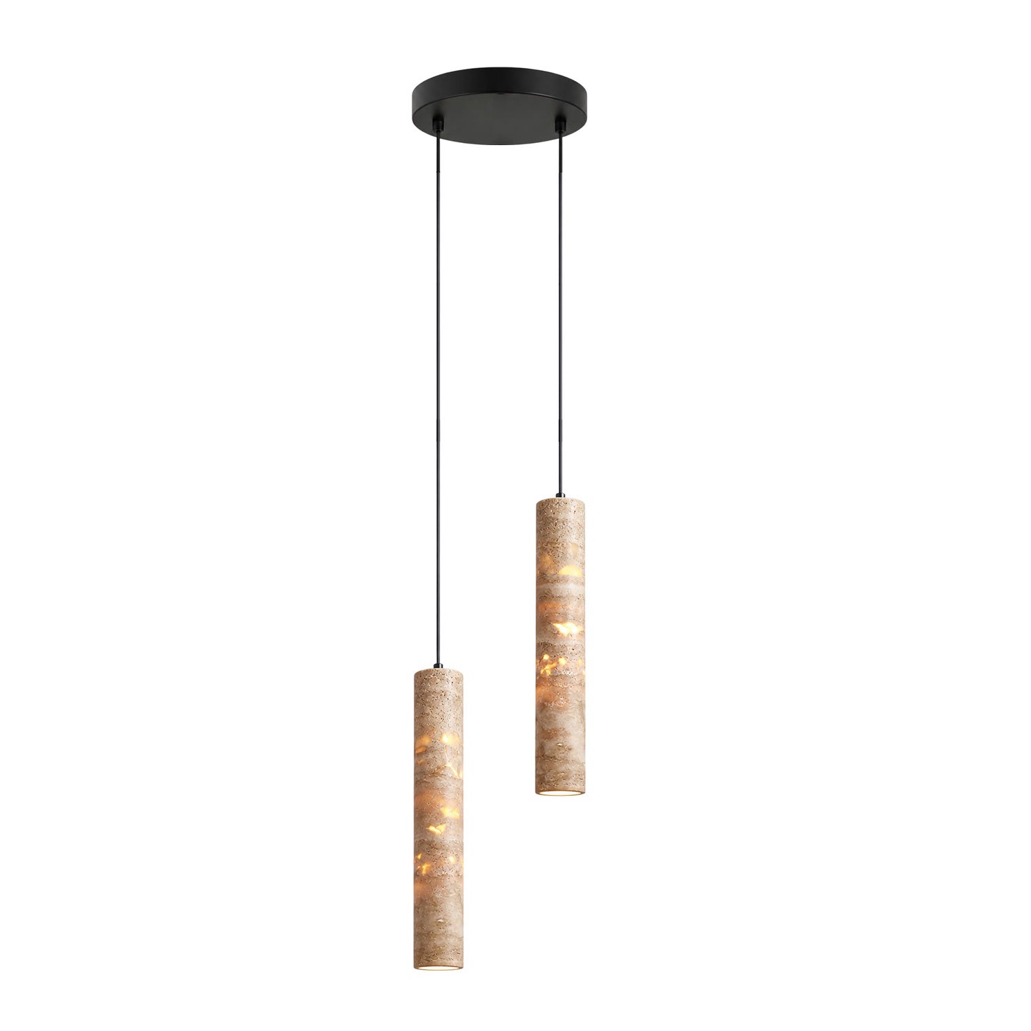 Cylindrical Travertine Pendant Light
