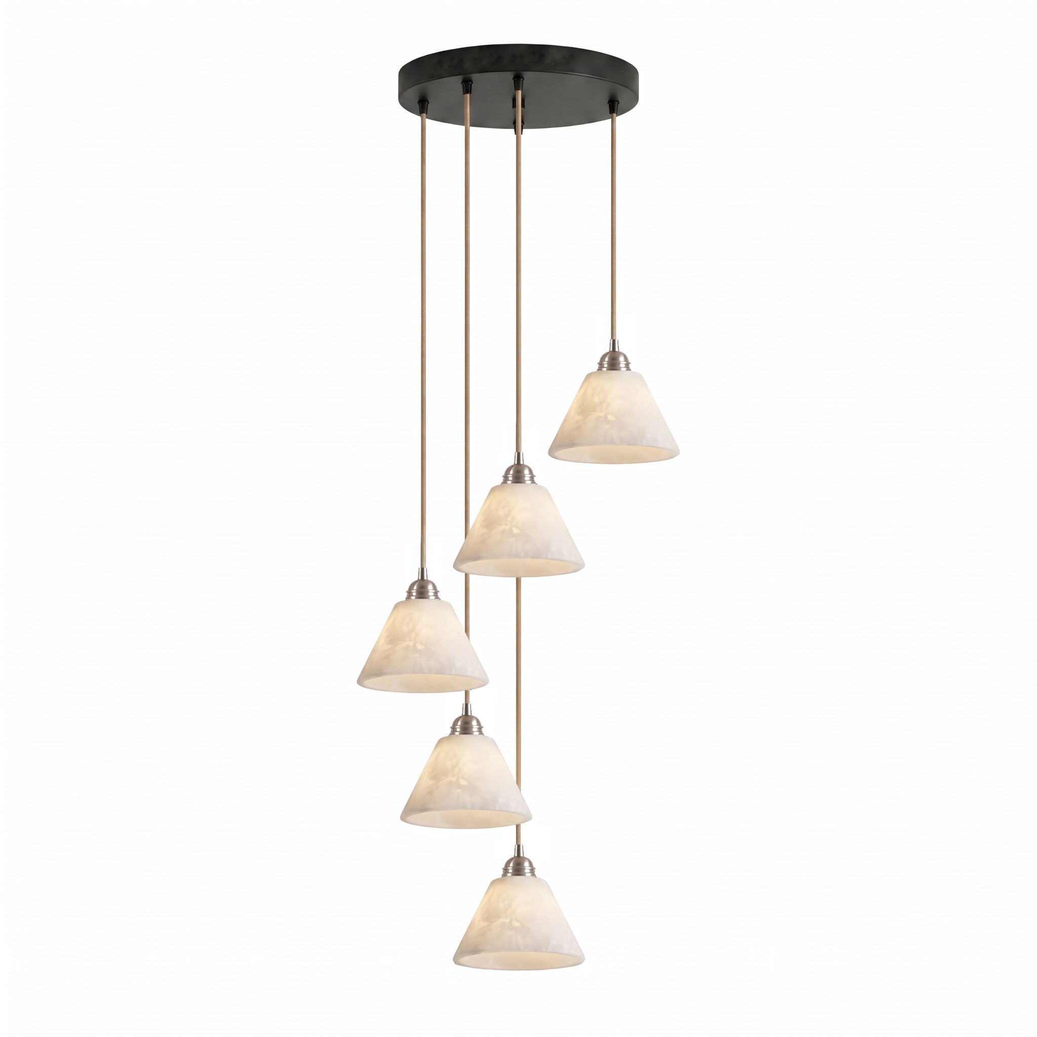 Conical Alabaster Brass Pendant Lamp