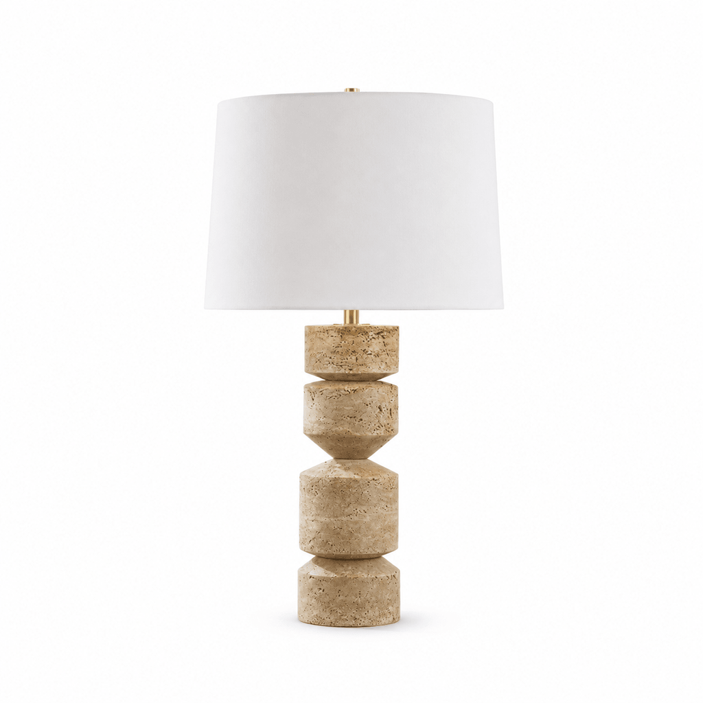 Geometric Travertine Table Lamp