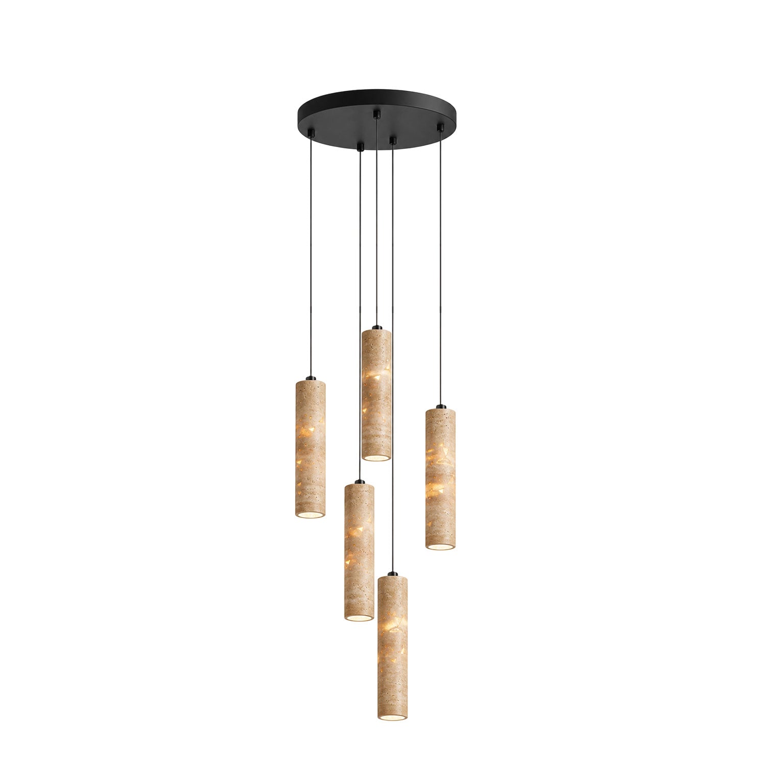 Cylindrical Travertine Pendant Light