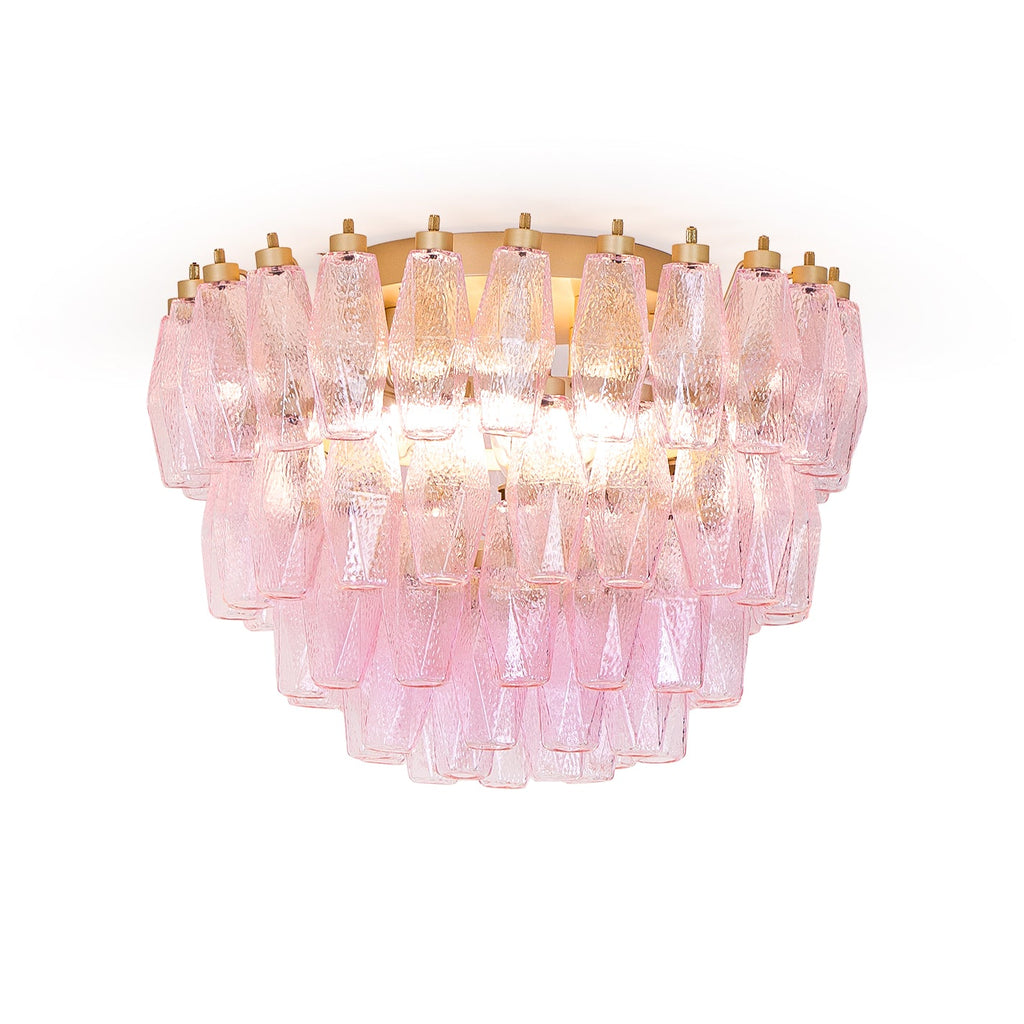 Poliedri Glass Pink Ceiling Light