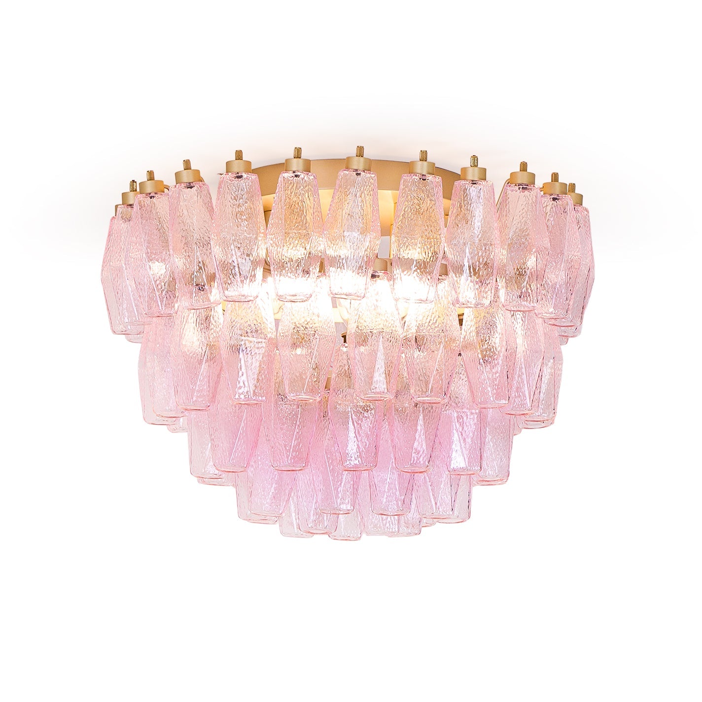 Poliedri Glass Pink Ceiling Light