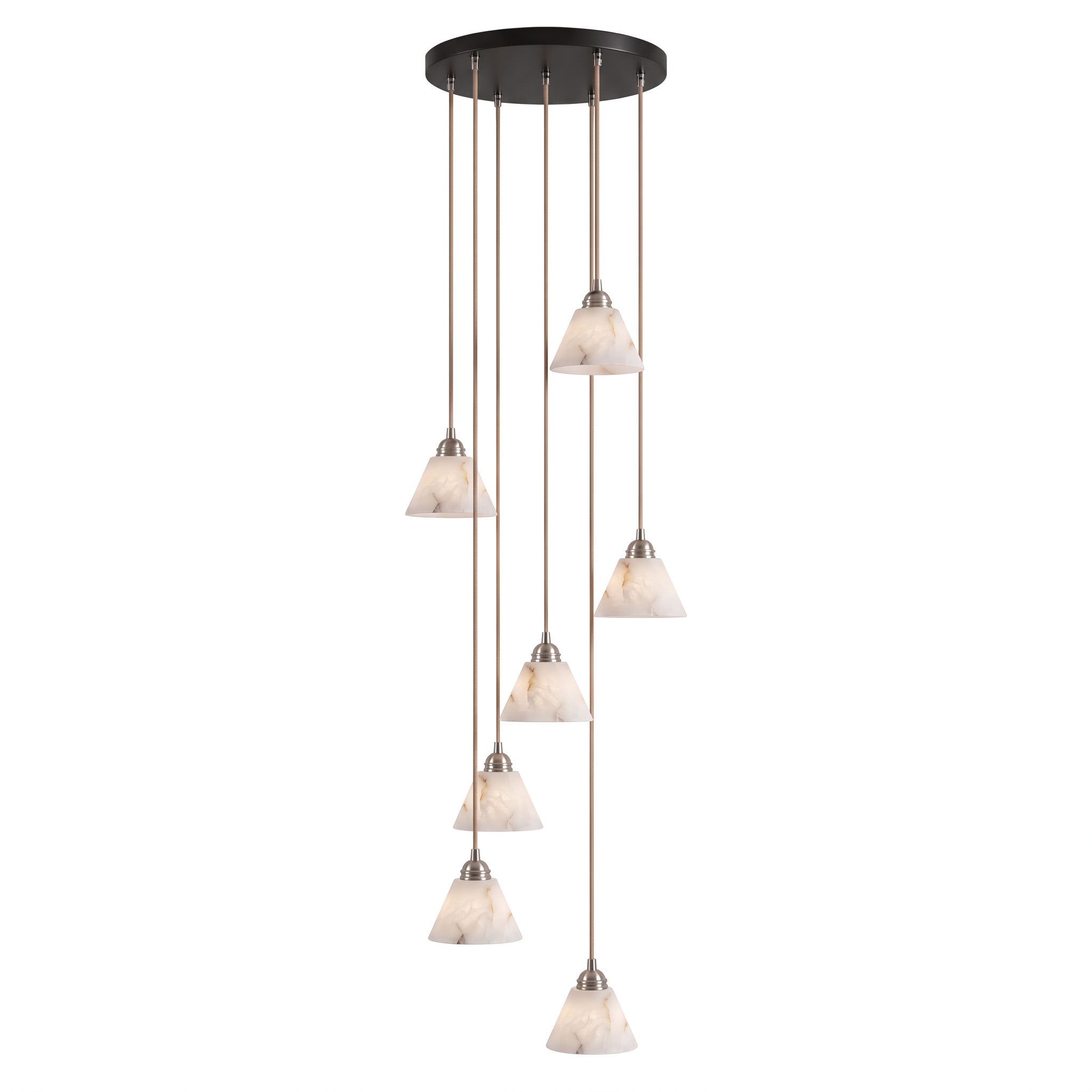 Conical Alabaster Brass Pendant Lamp
