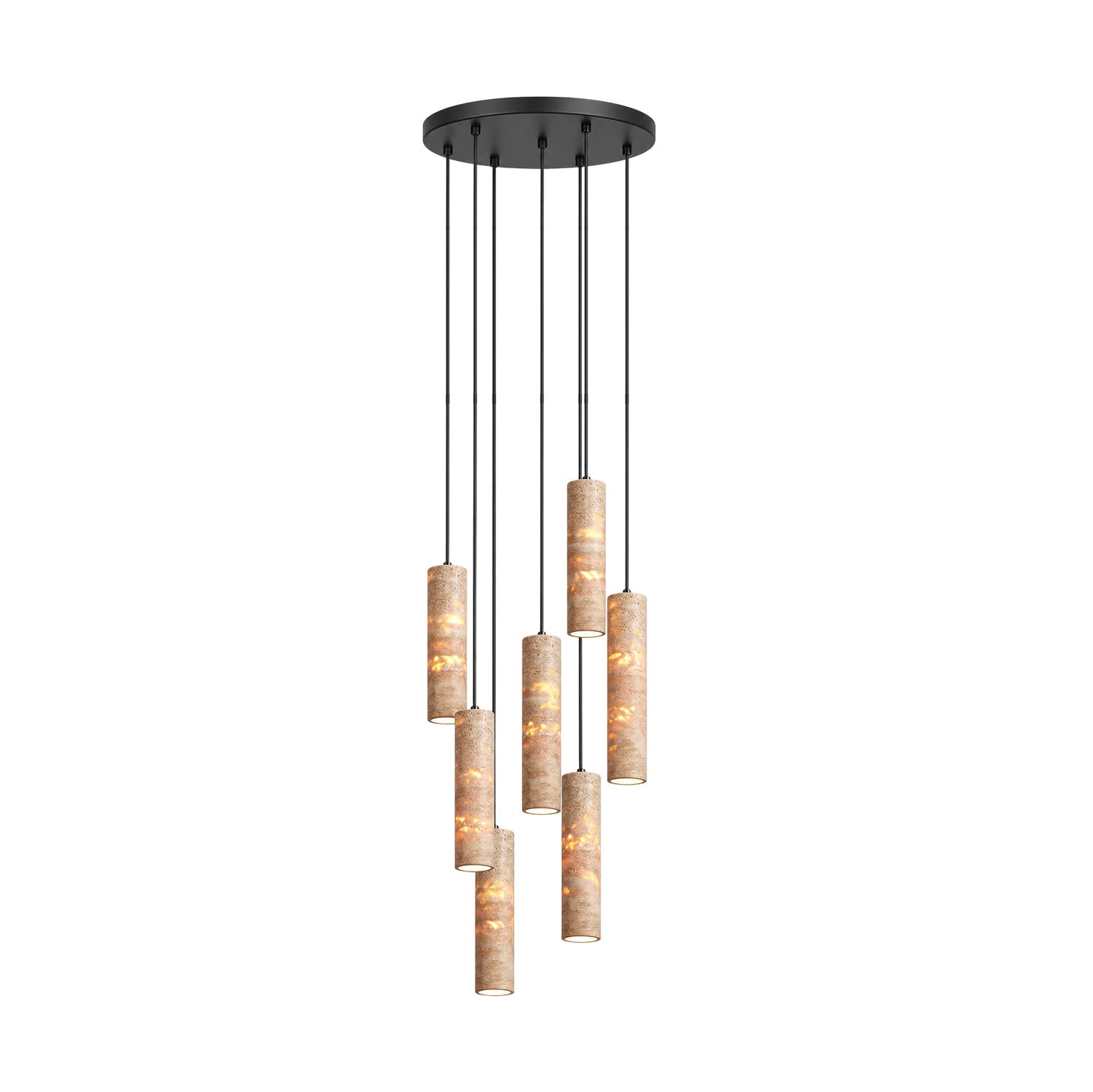 Cylindrical Travertine Pendant Light