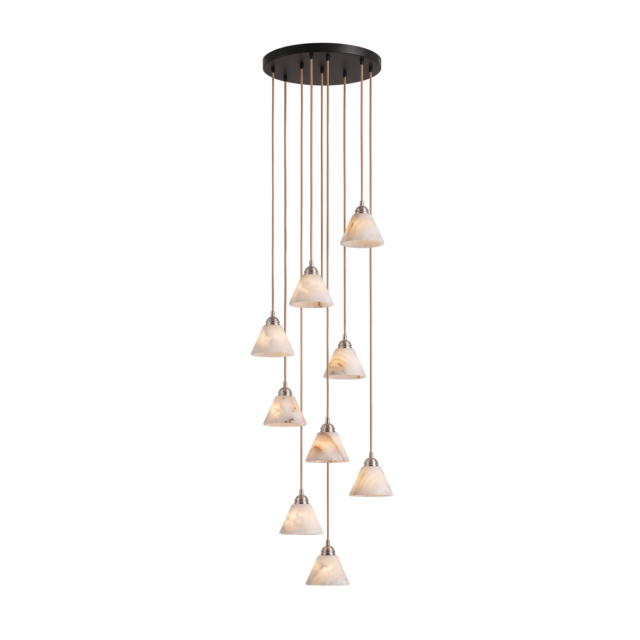 Conical Alabaster Brass Pendant Lamp
