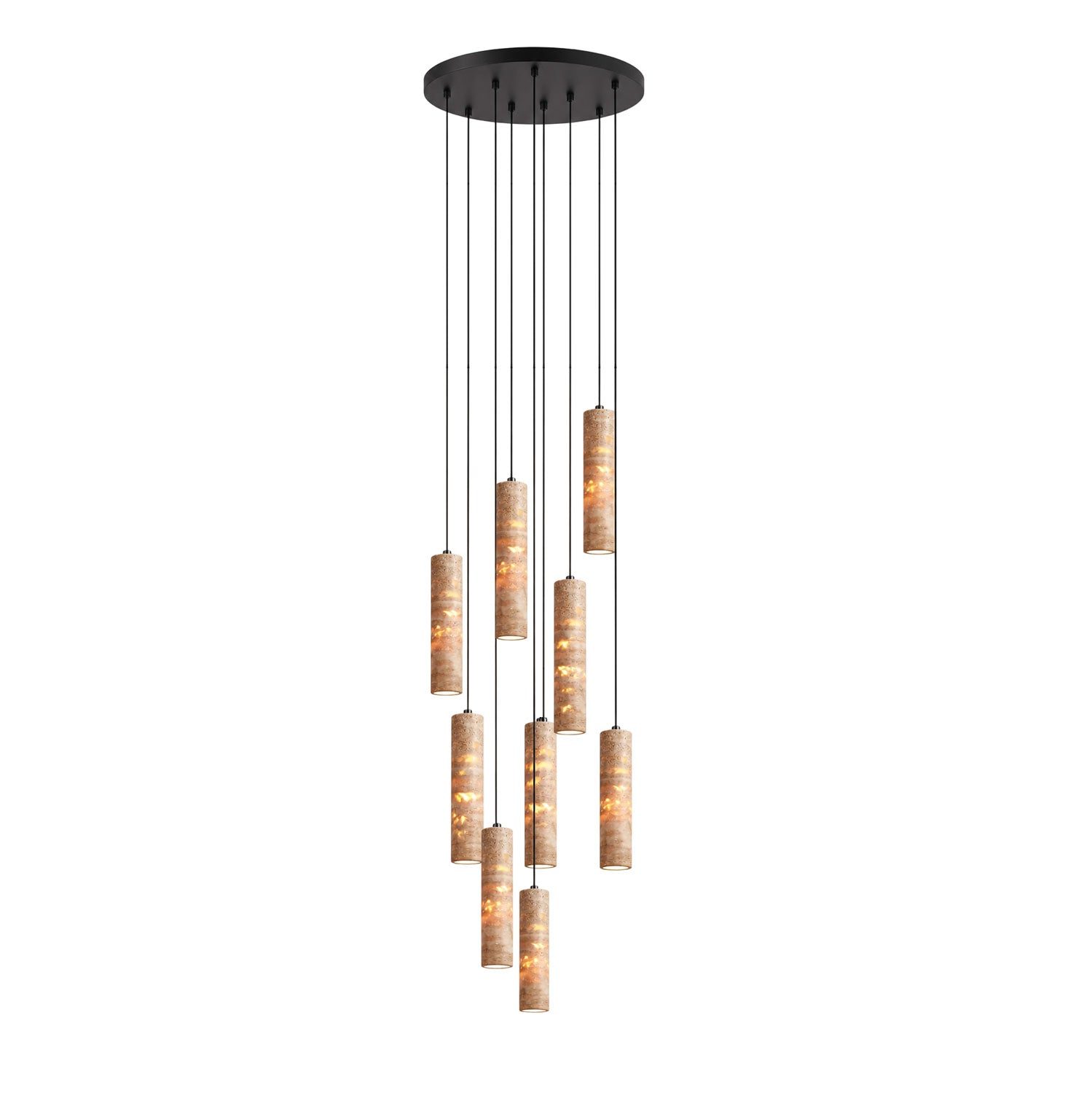 Cylindrical Travertine Pendant Light