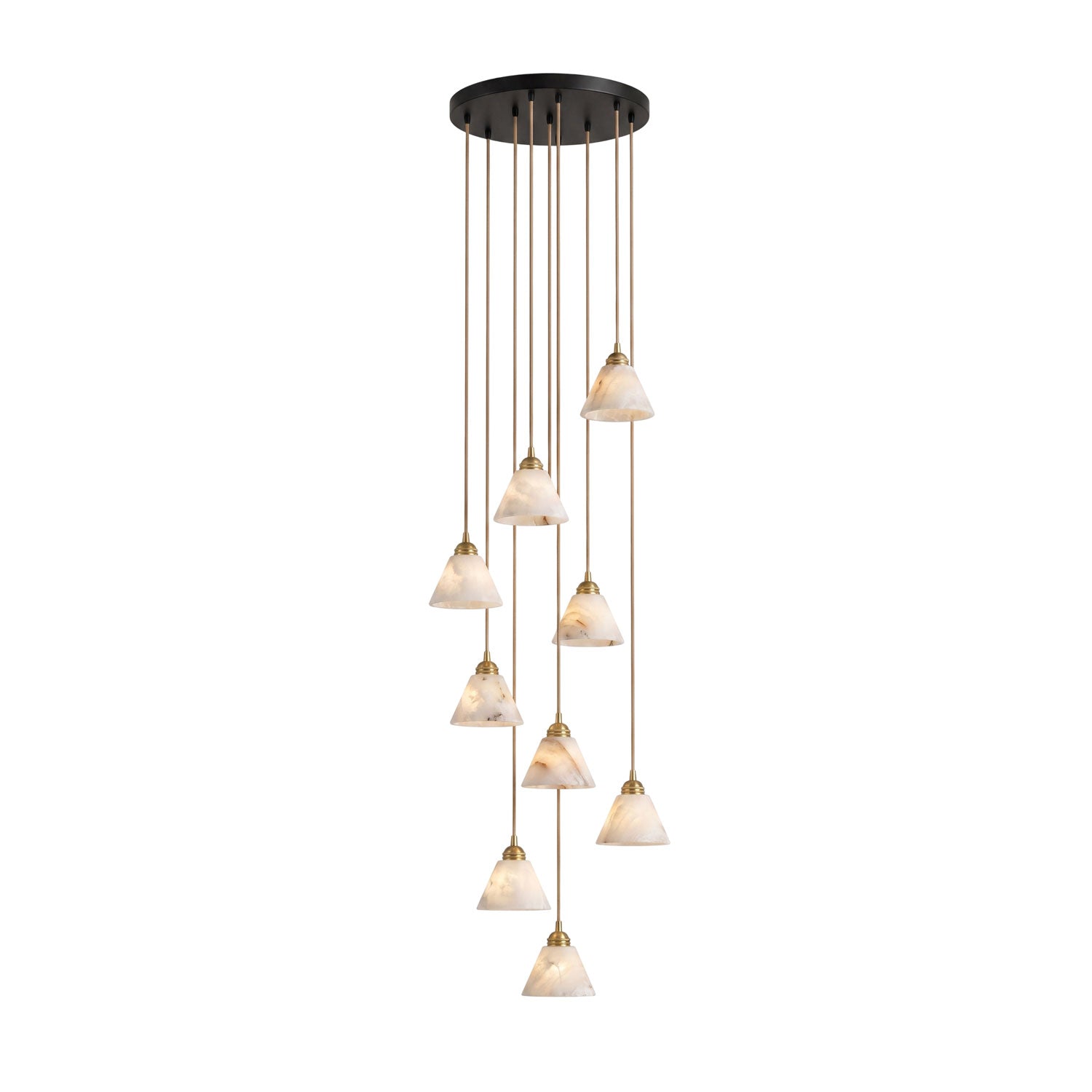 Conical Alabaster Brass Pendant Lamp