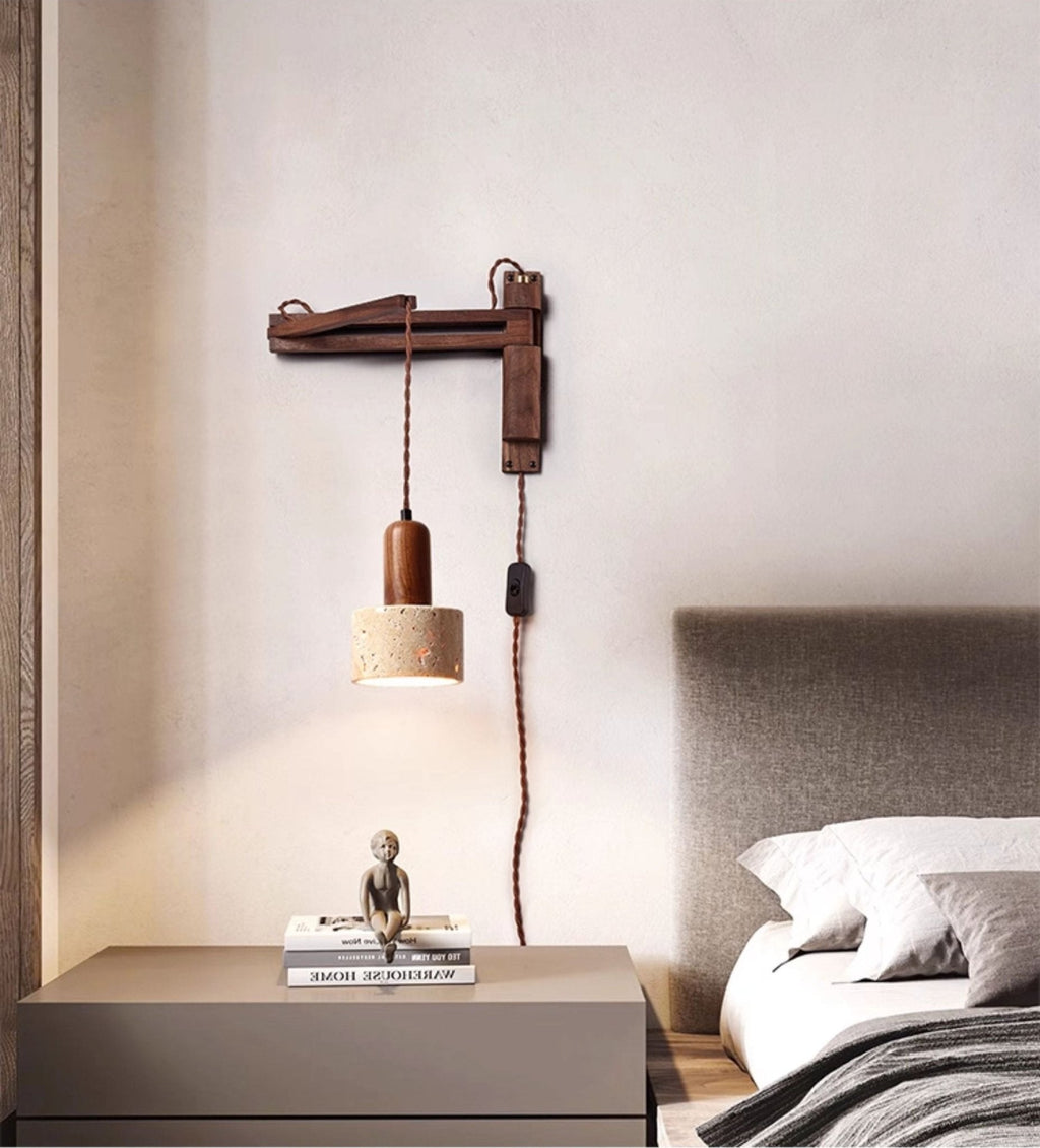 Adjustable Travertine Dome Wall Sconce