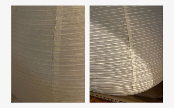 Washi Paper E Pendant Light — translucent mulberry washi paper texture close-up
