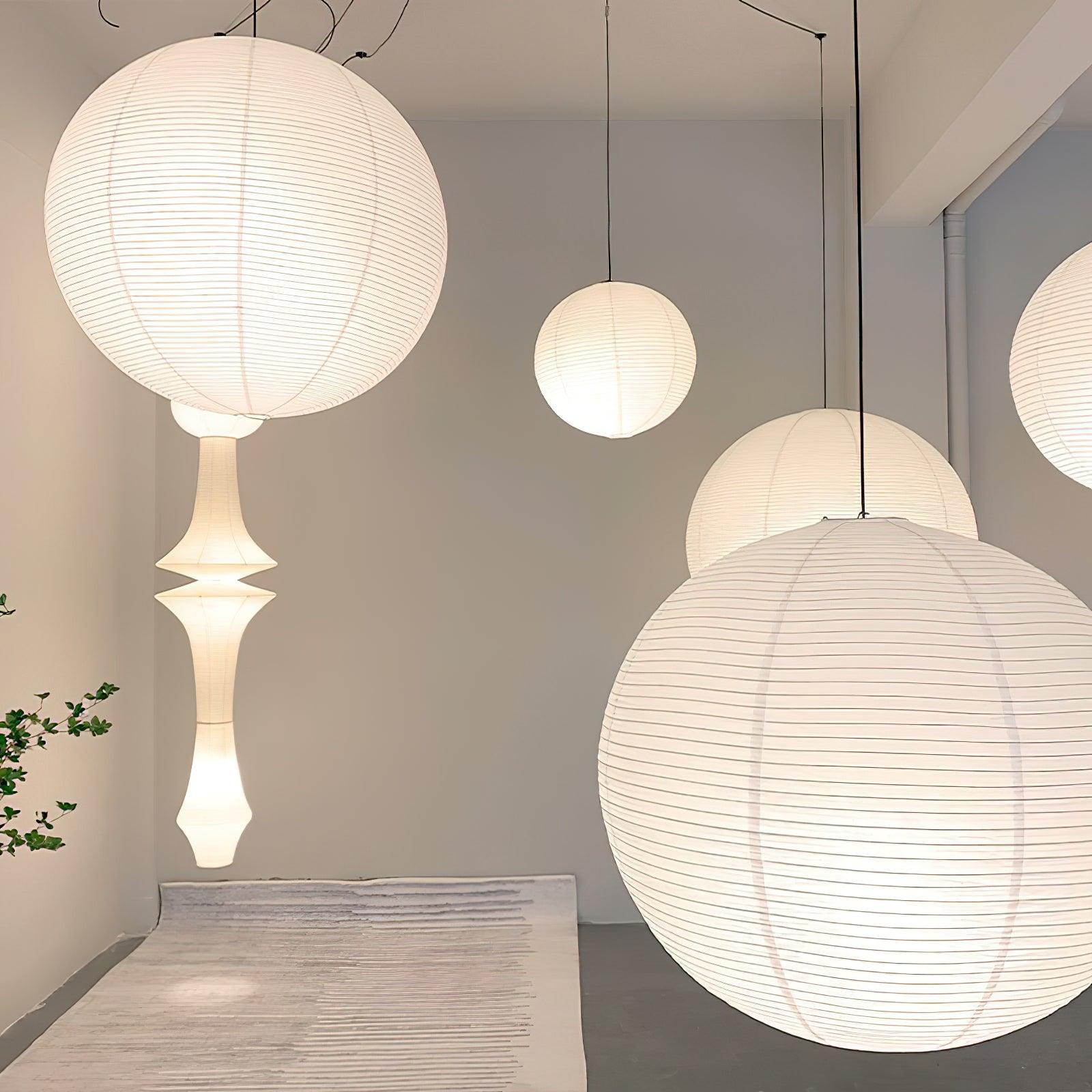 Japanese Paper Pendant Swag Light (black plug wire)