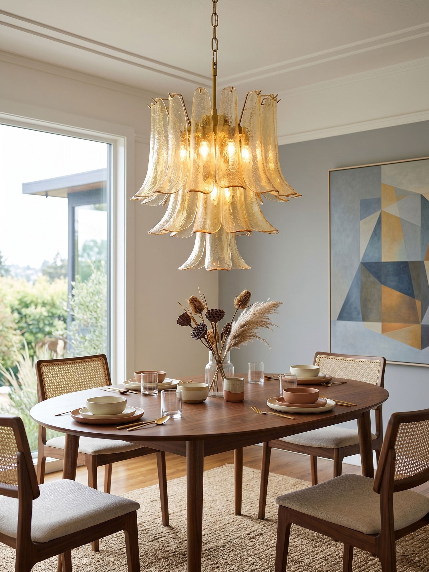 Amber Cascade Glass Chandelier