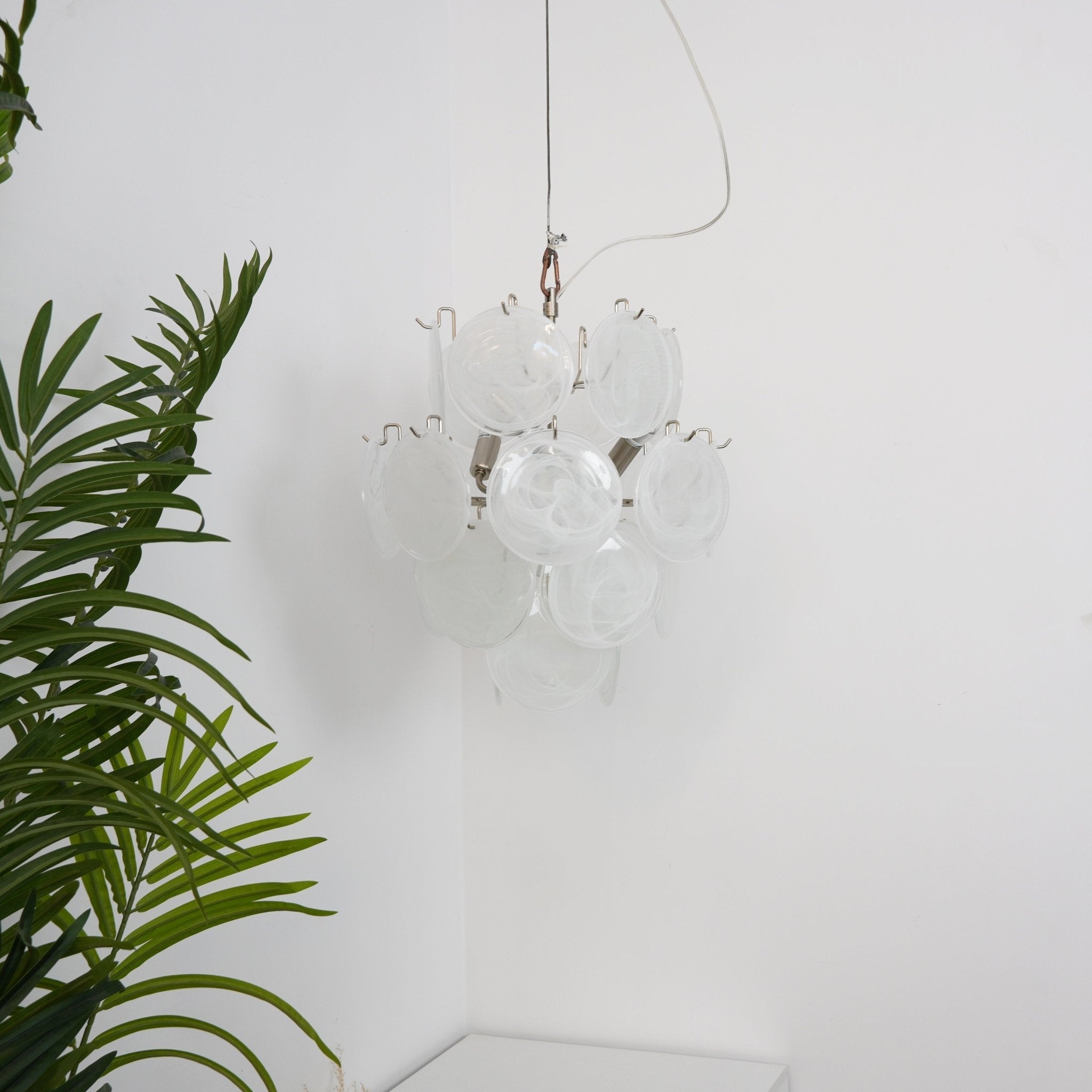Aqua White Glass Chandelier