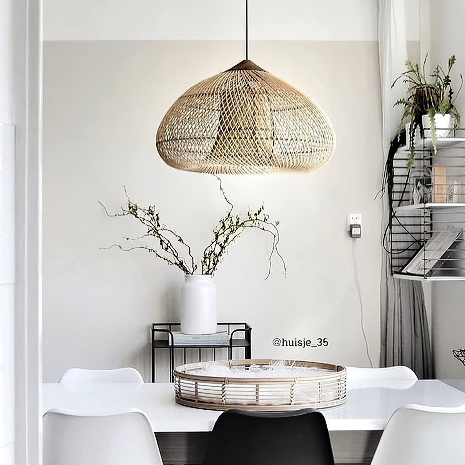 Braided Rattan Swag Pendant Lamp