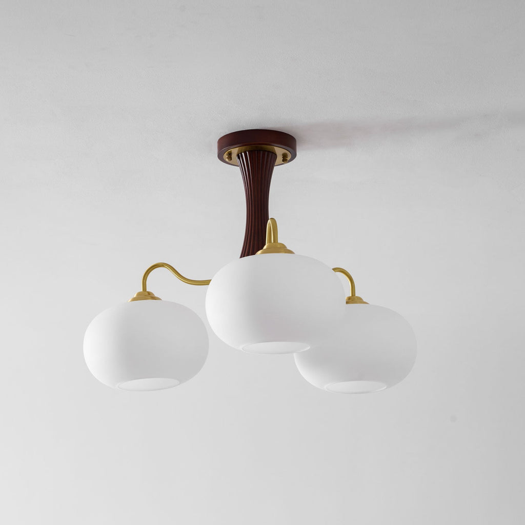 Brass Wooden Persimmon Chandelier