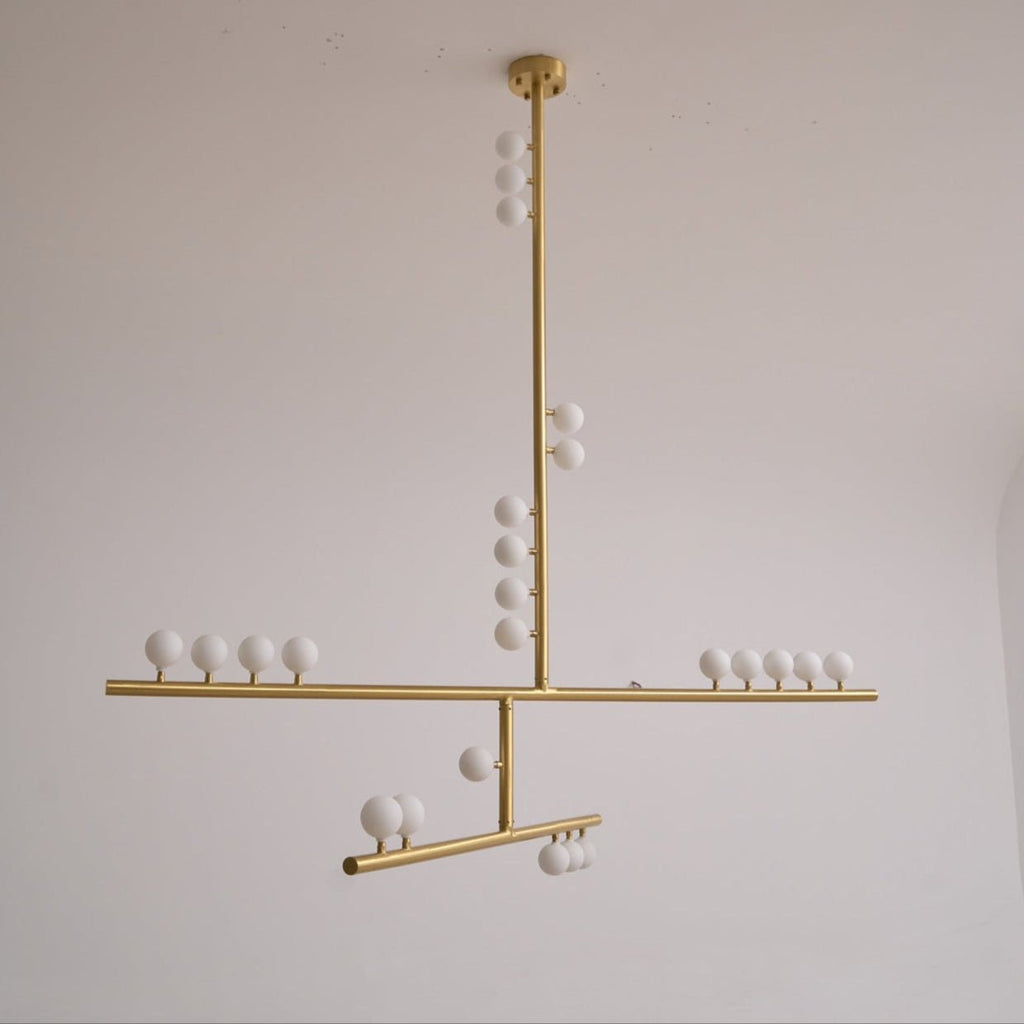 Brass Glass Drop Chandelier