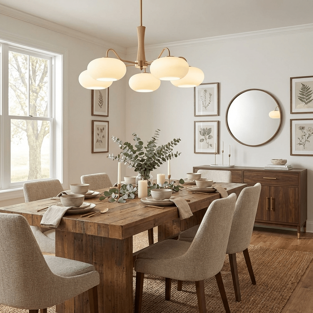 Brass Wooden Persimmon Chandelier