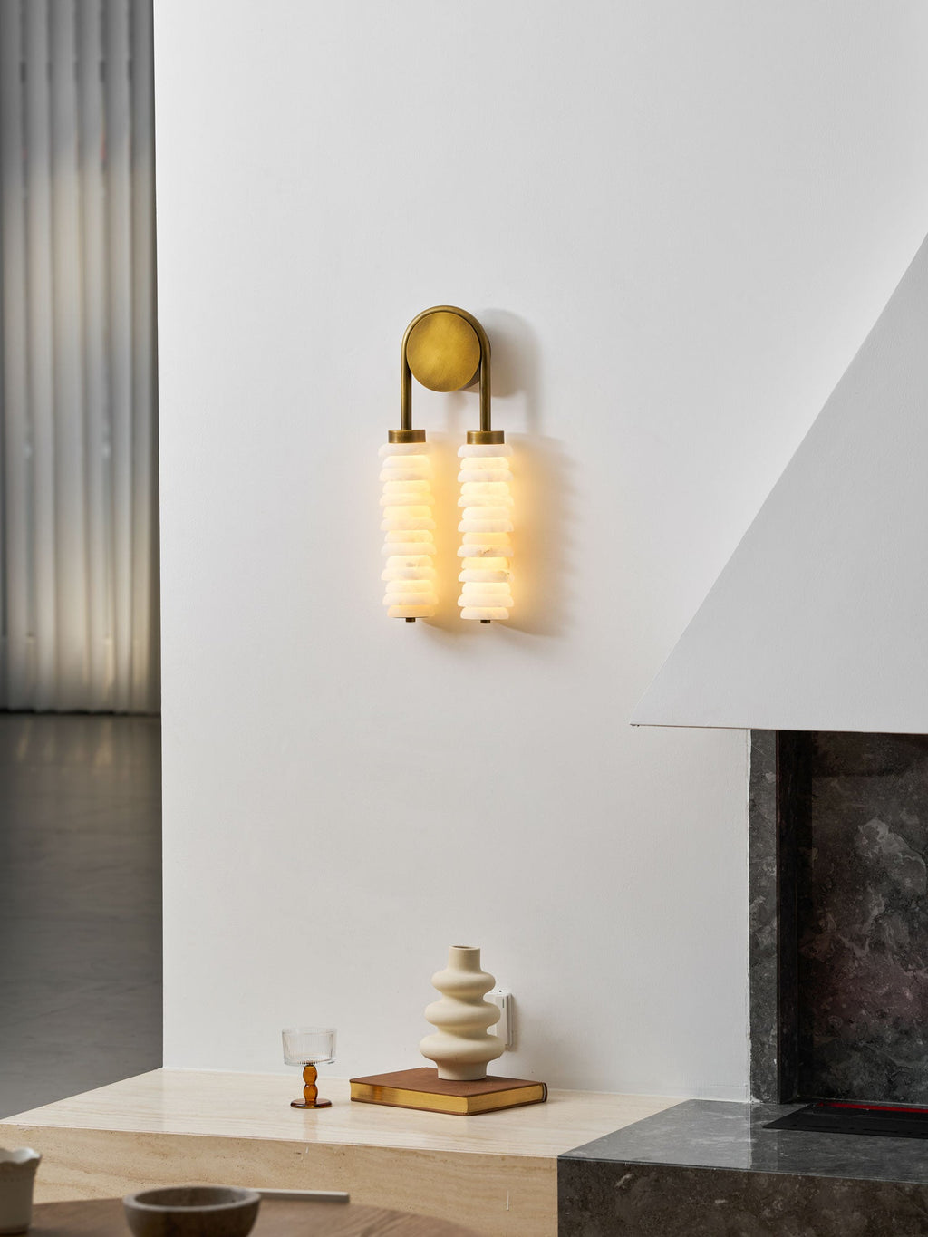 Calla Ribbed Alabaster Sconce