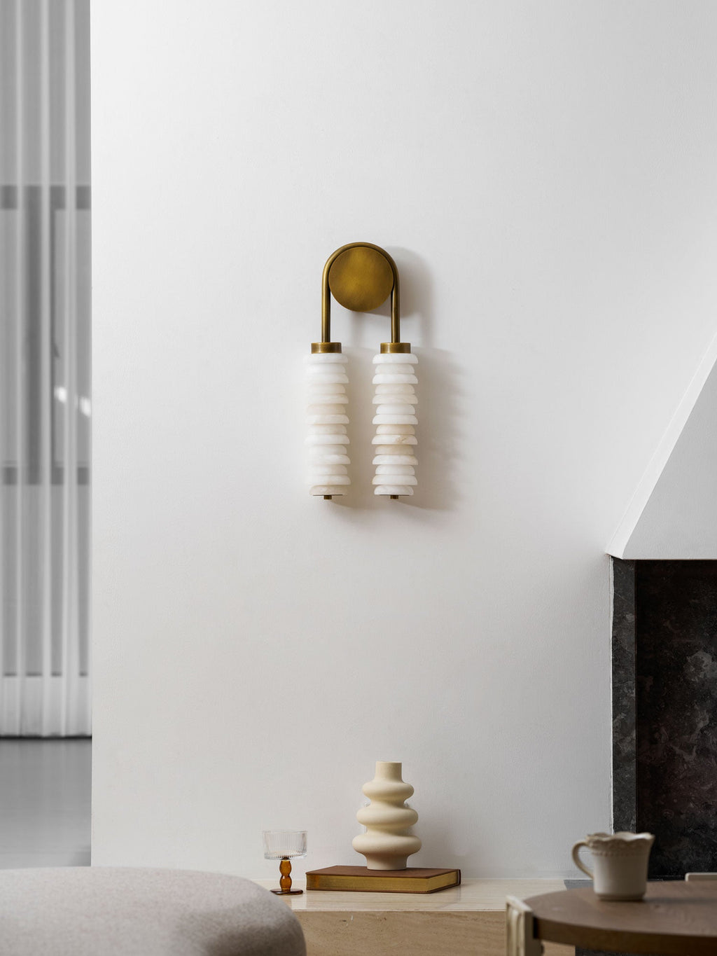 Calla Ribbed Alabaster Sconce