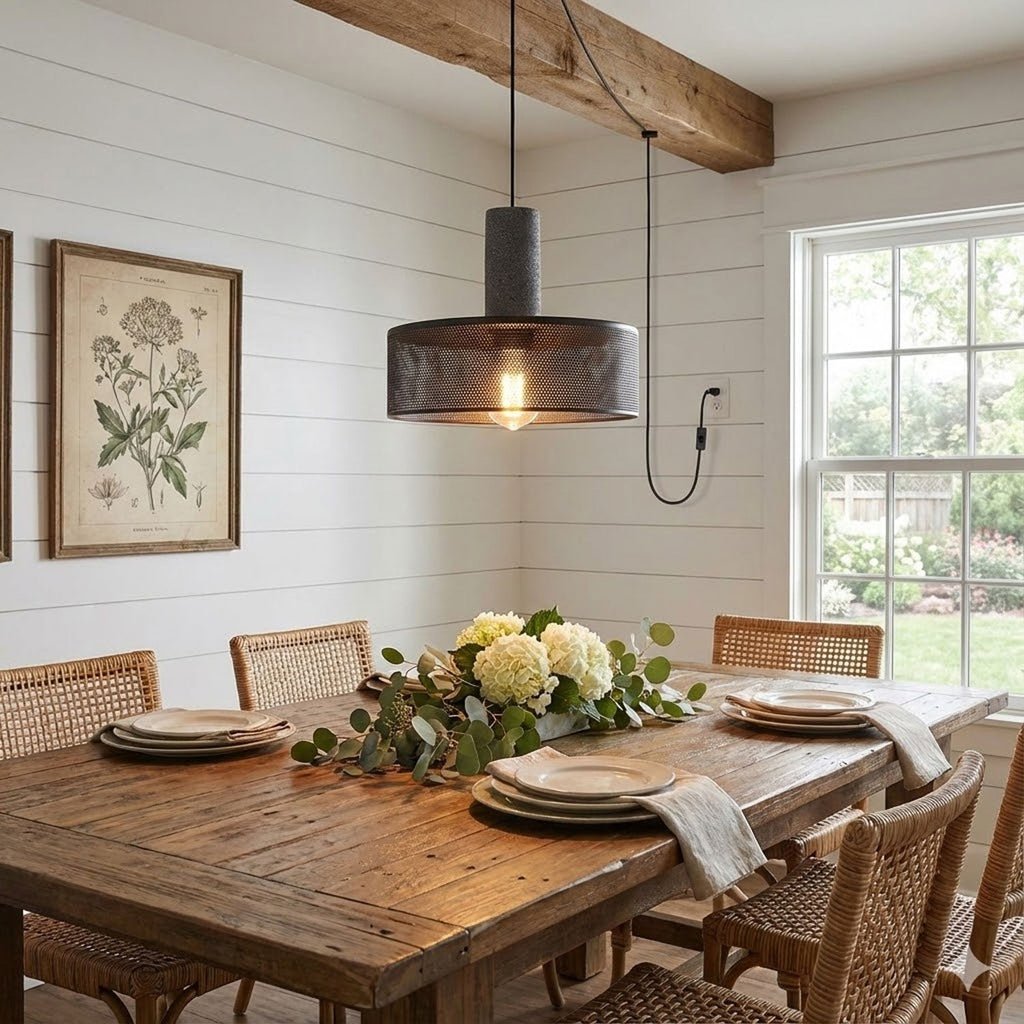 Cement Mesh Plug-in Pendant Lamp