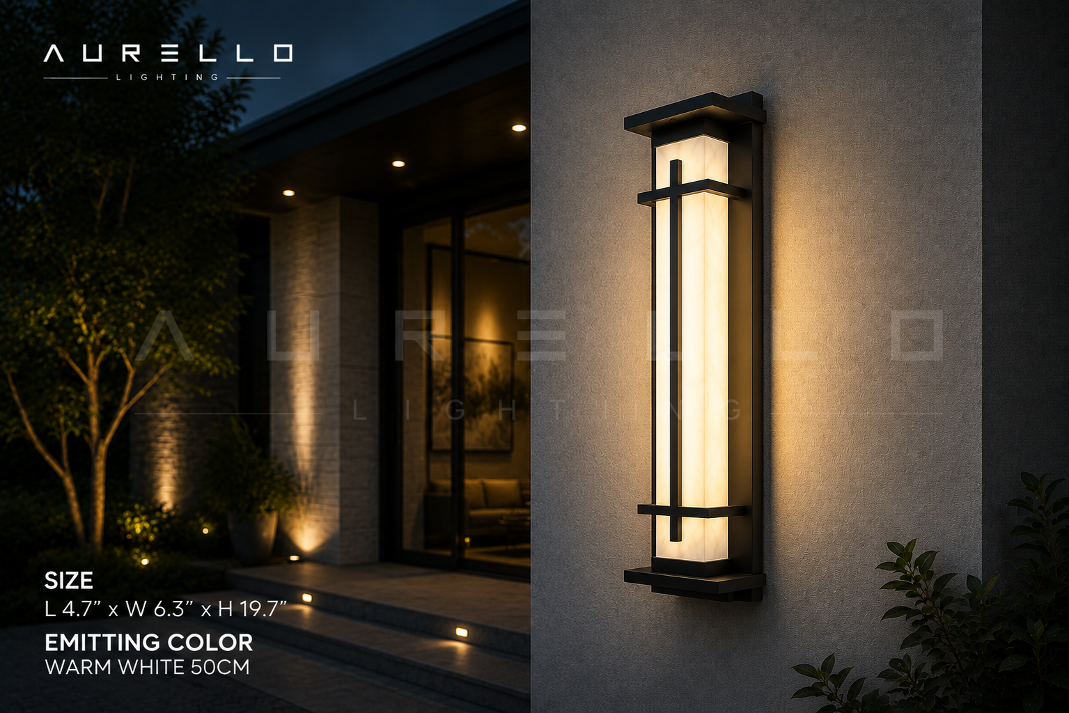 Square Outdoor Alabaster Wall Light