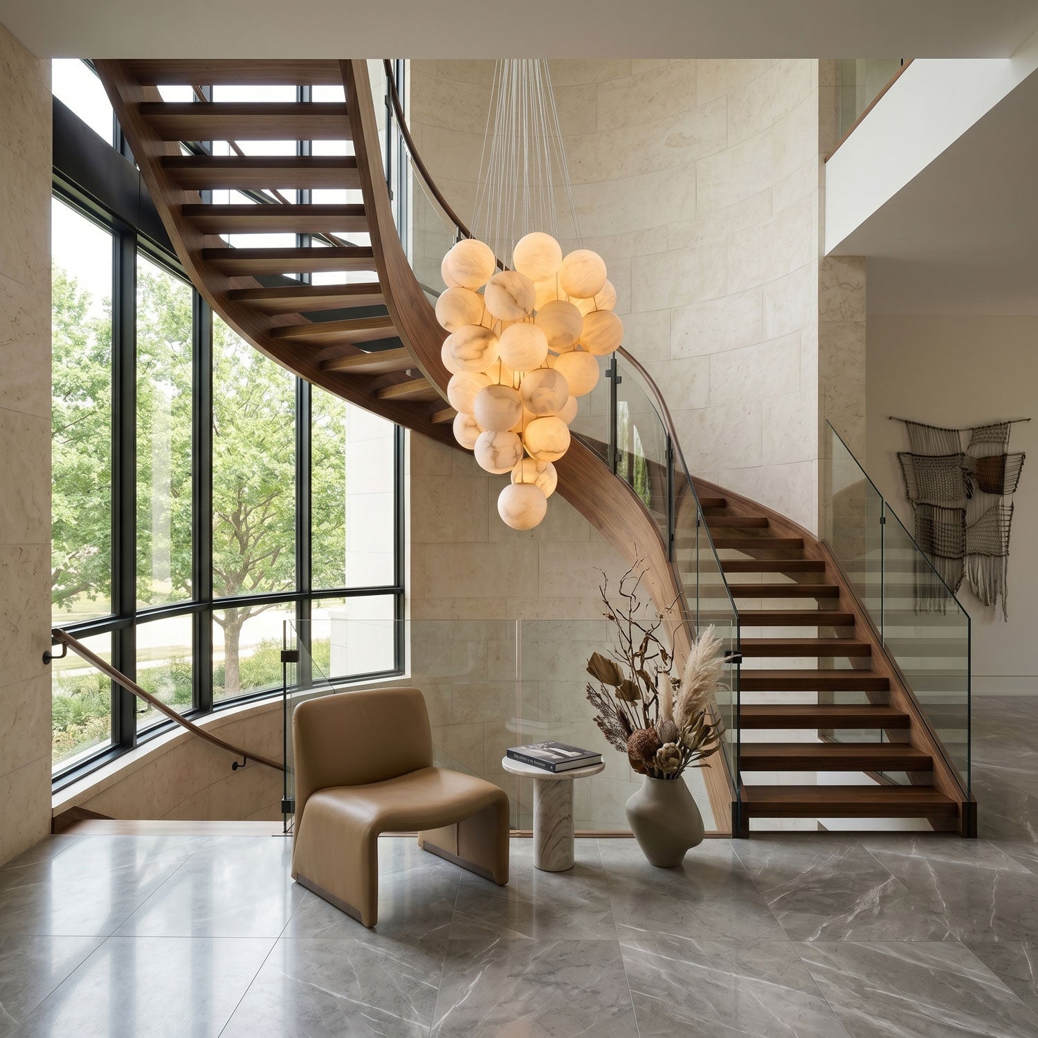 Cluster Alabaster Globe Chandelier