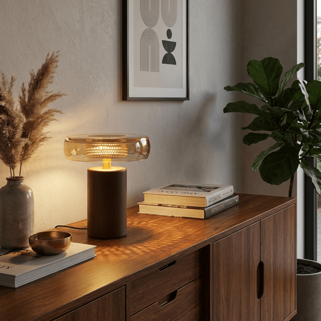 Cognac Disc Table Lamp
