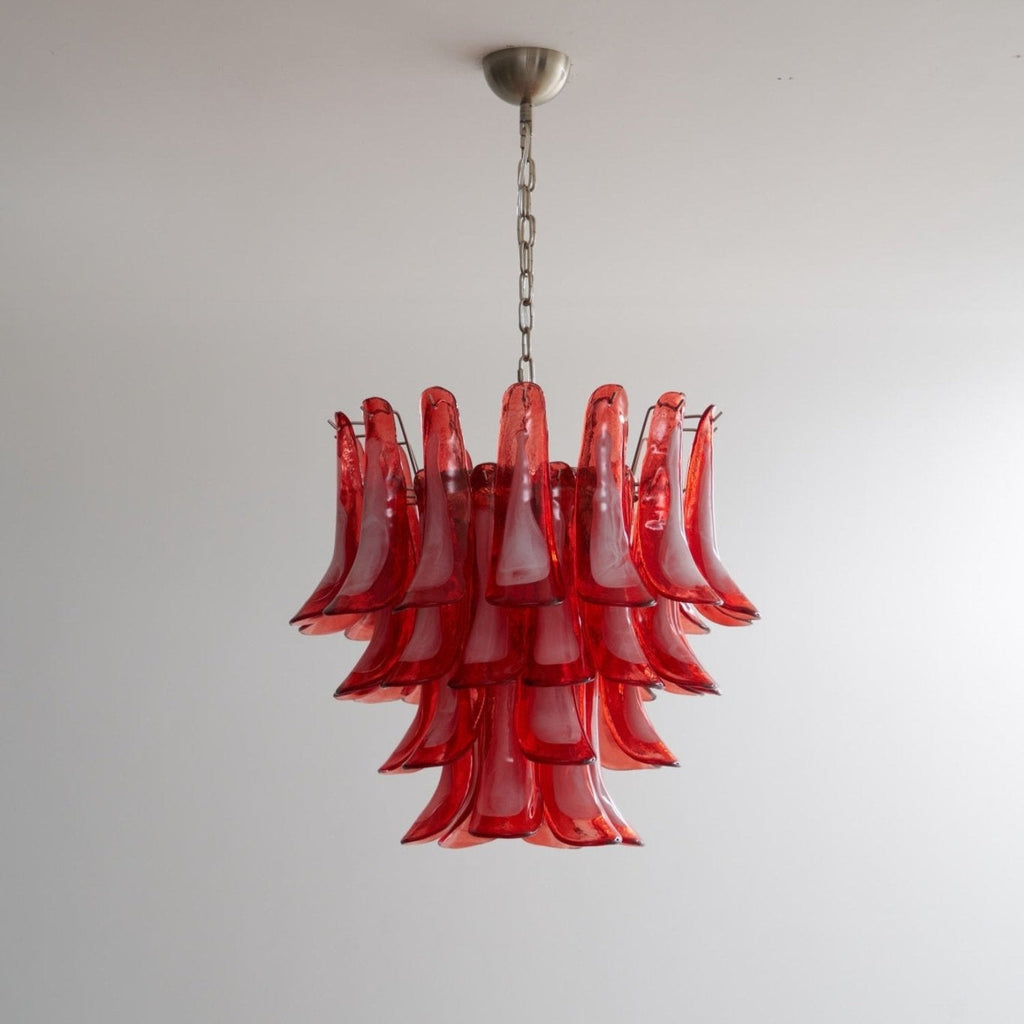 Crimson Glass Petals Chandelier