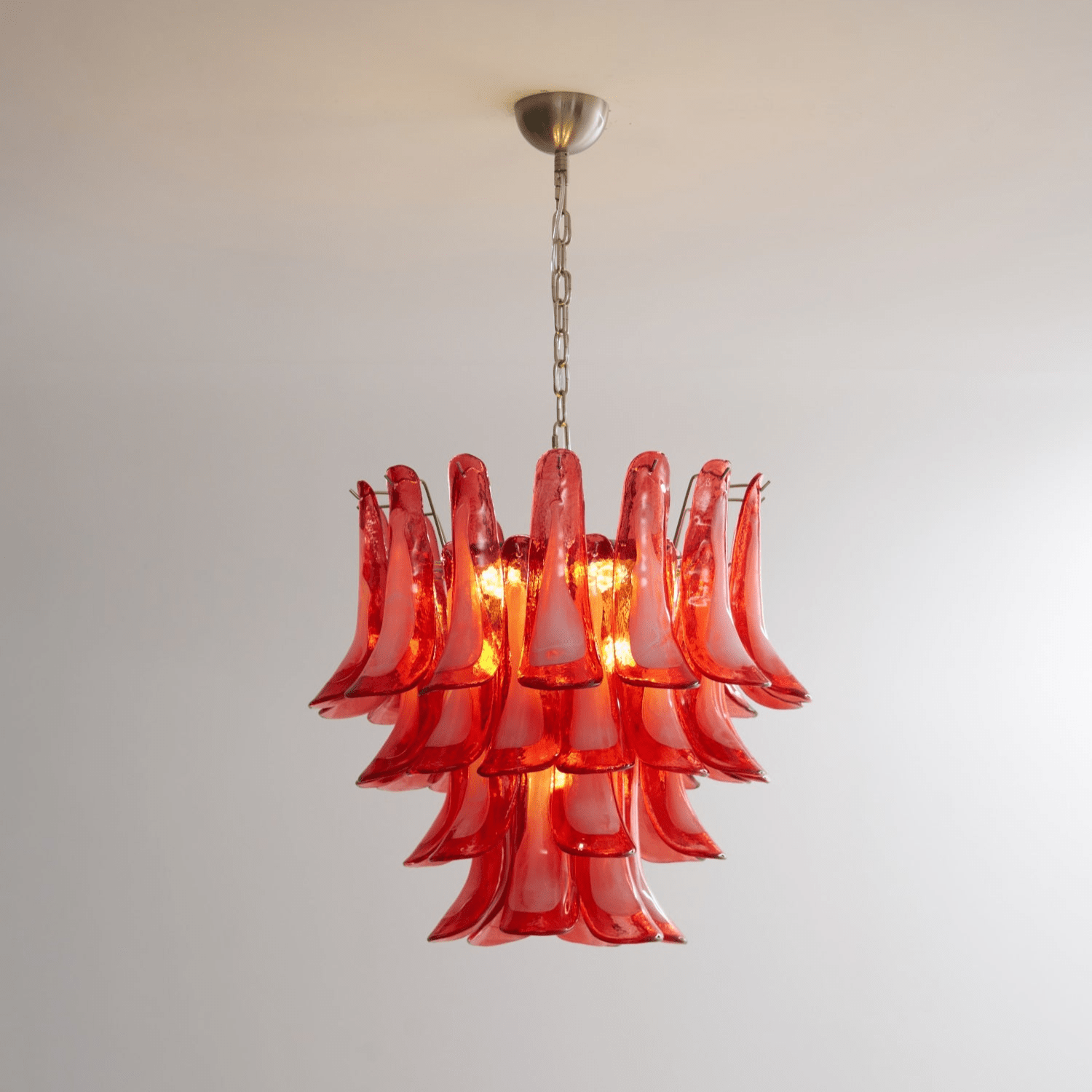 Crimson Glass Petals Chandelier